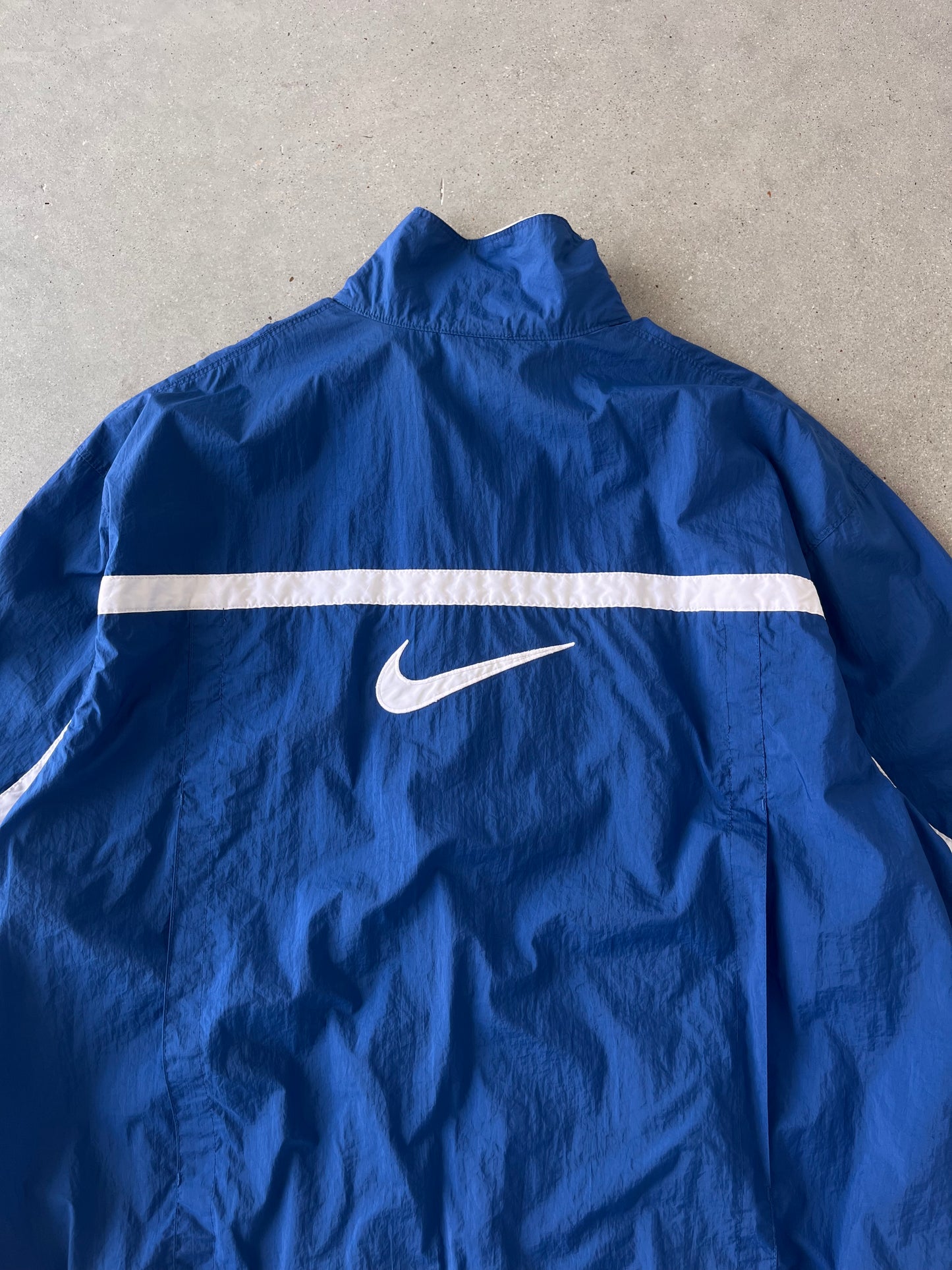 Vintage 90s Nike Big Swoosh Blue Track Jacket - XL