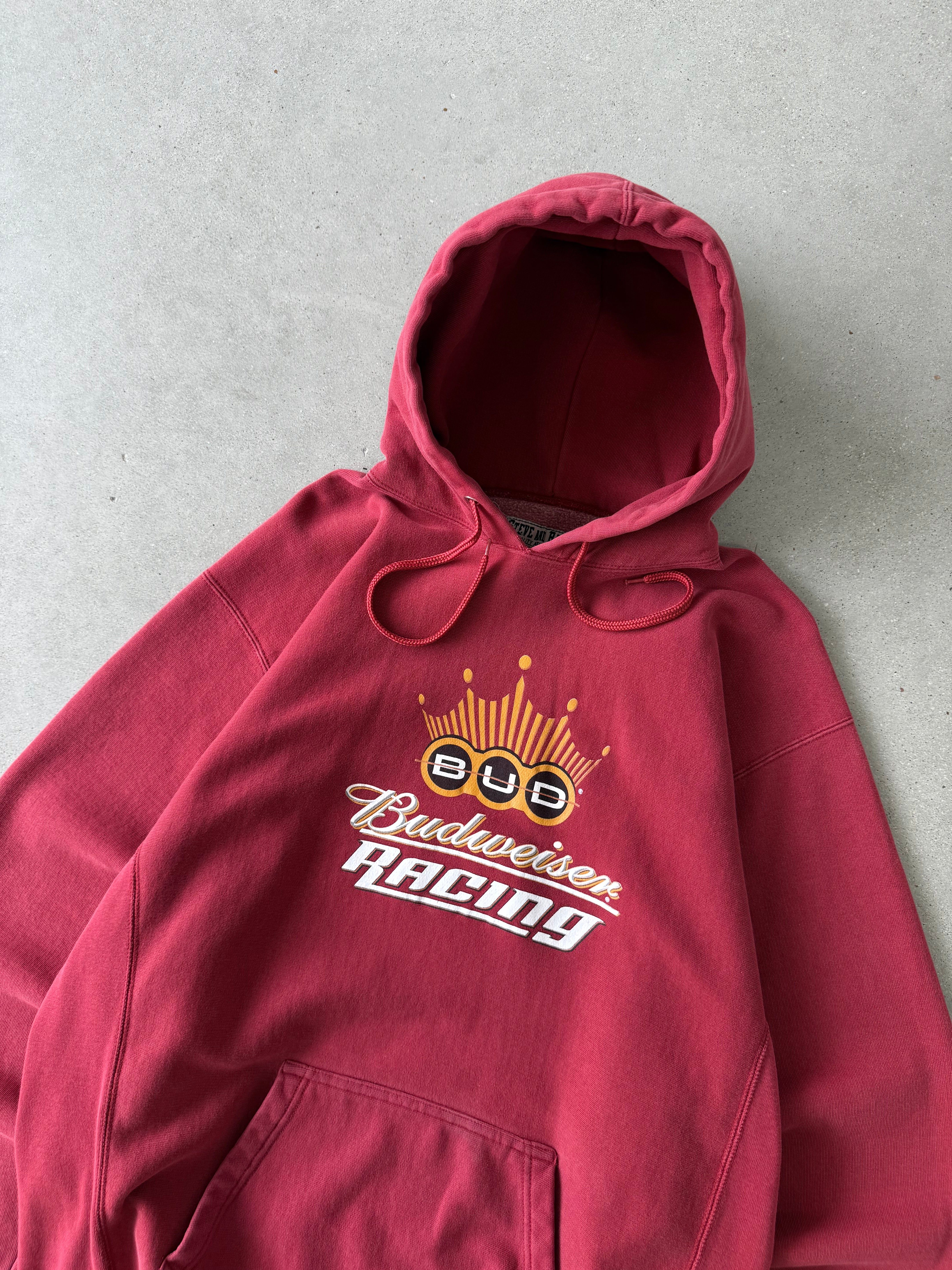 Vintage Budweiser Racing Weave Hoodie - L