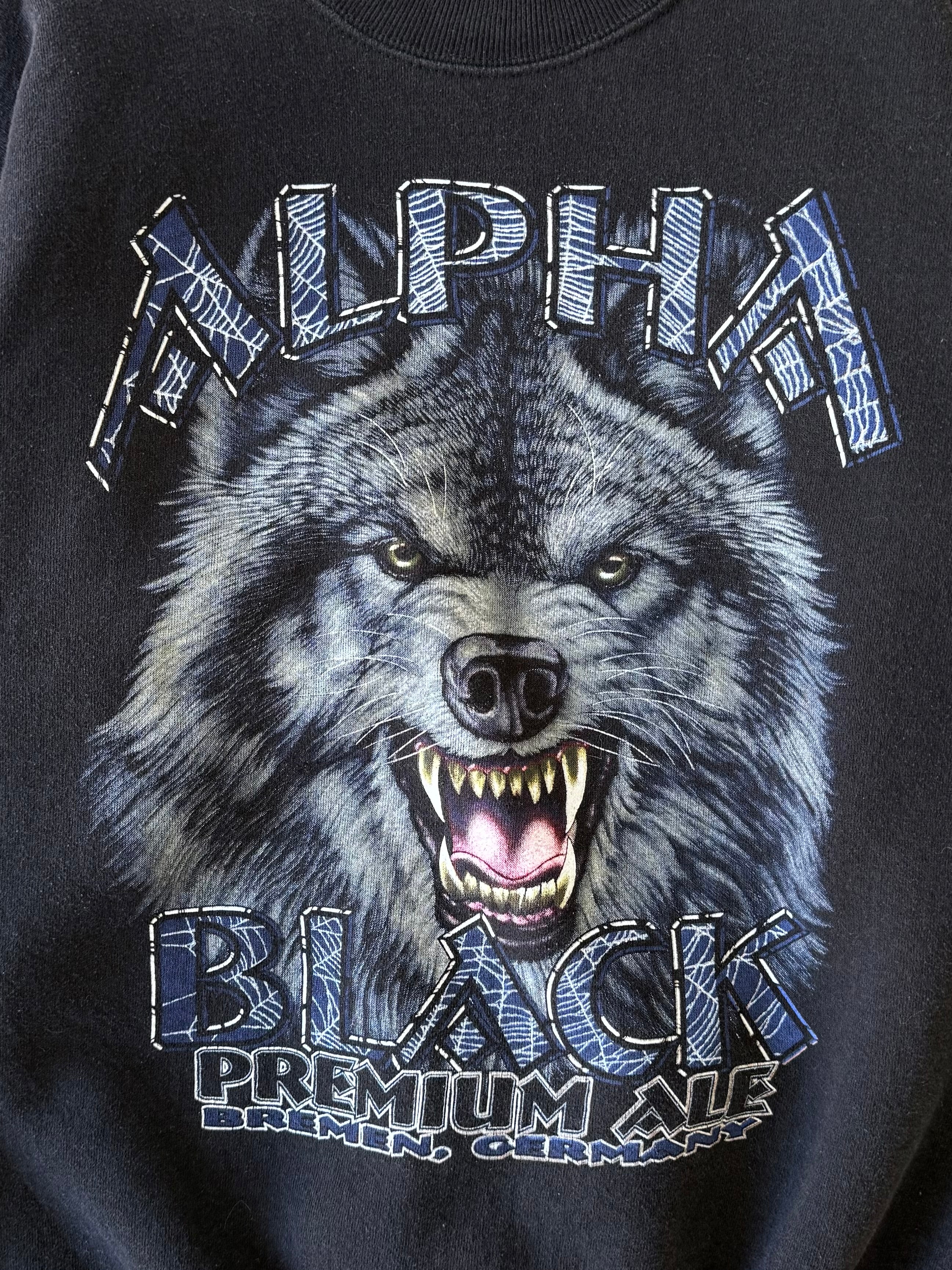Vintage Alpha Black Wolf Crewneck - XL