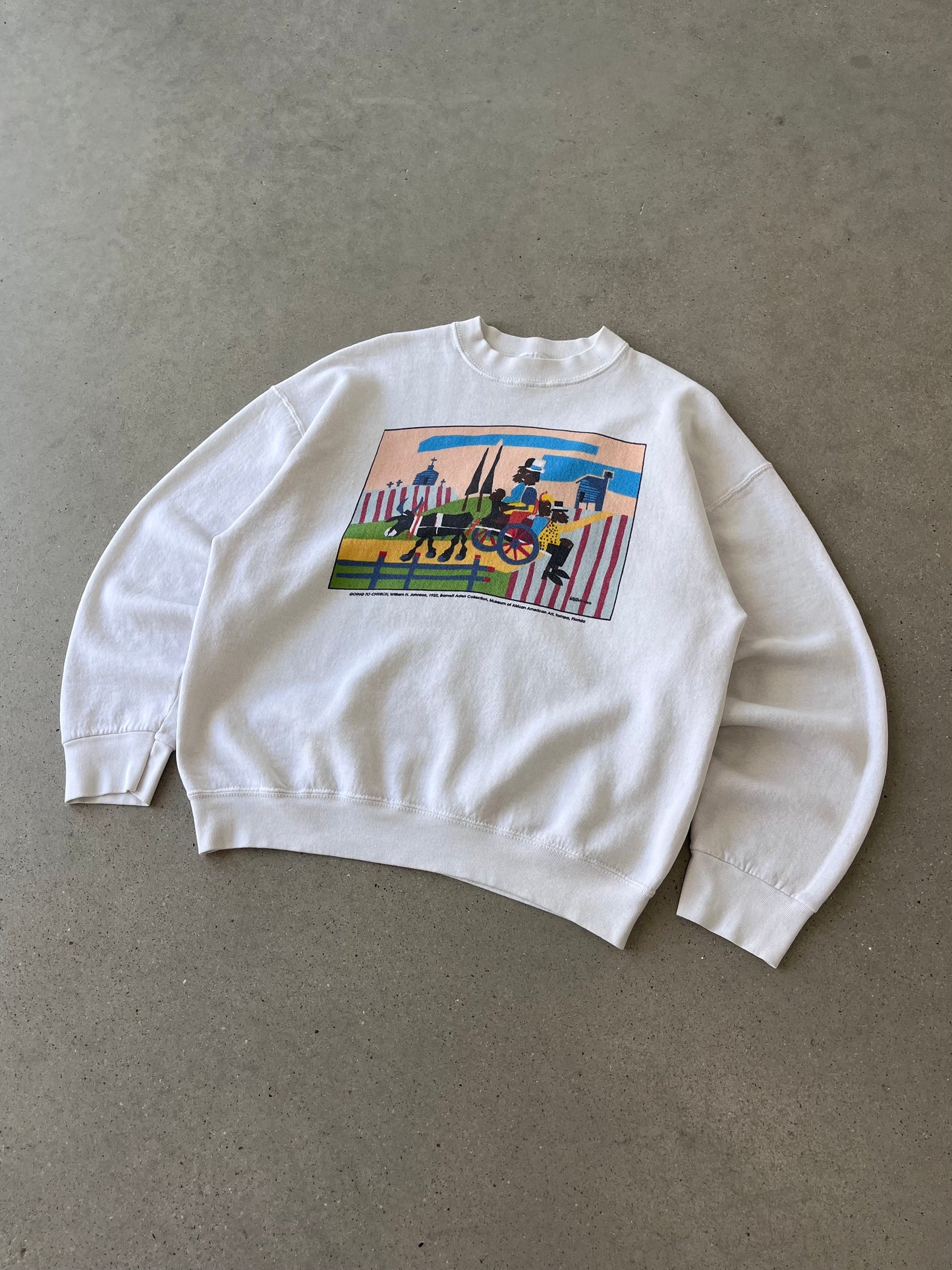 Vintage 90s 'GOING TO CHURCH' African American Art Crewneck - XL