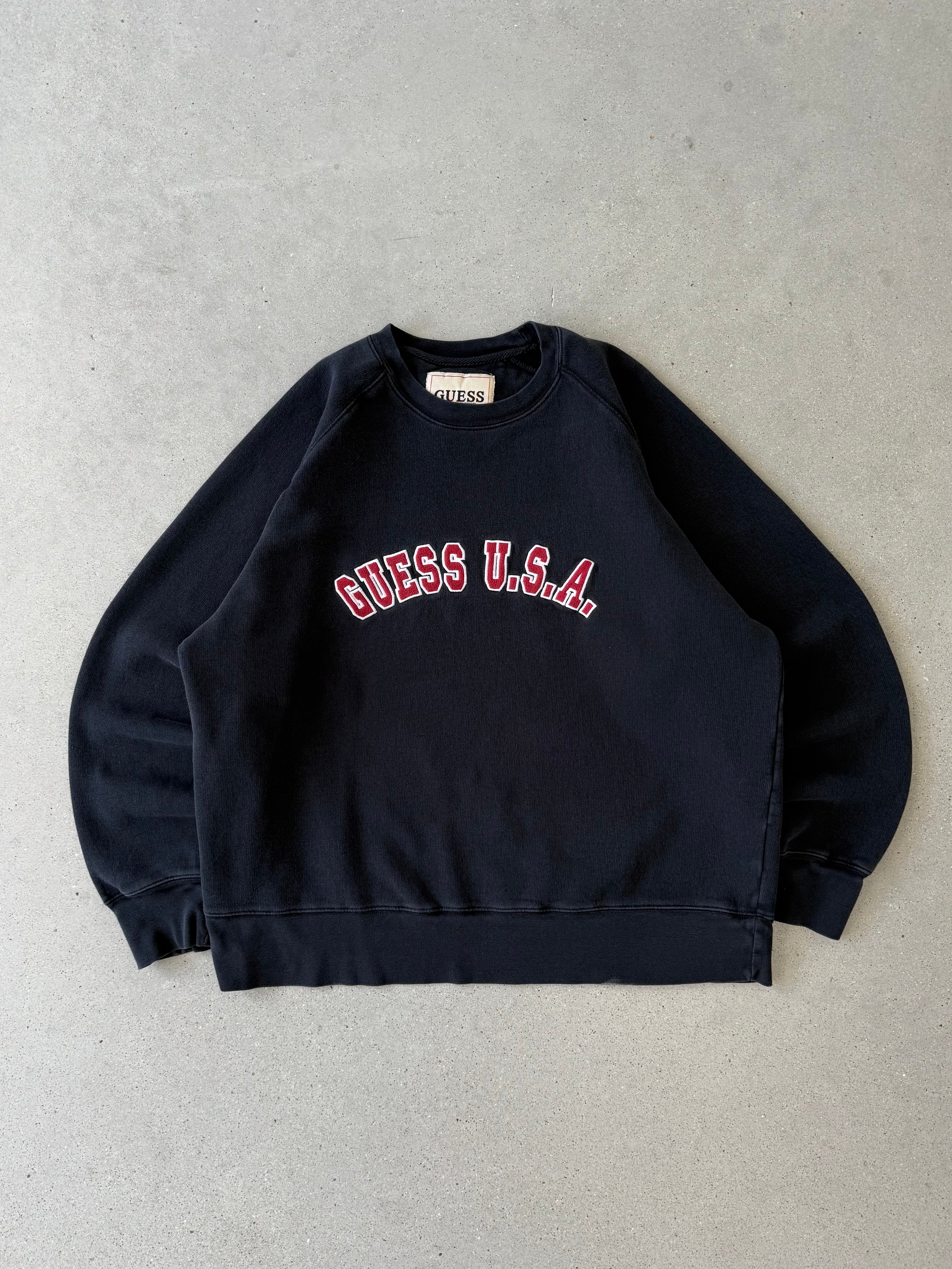 Vintage Guess U.S.A Black Spellout Sweatshirt - L
