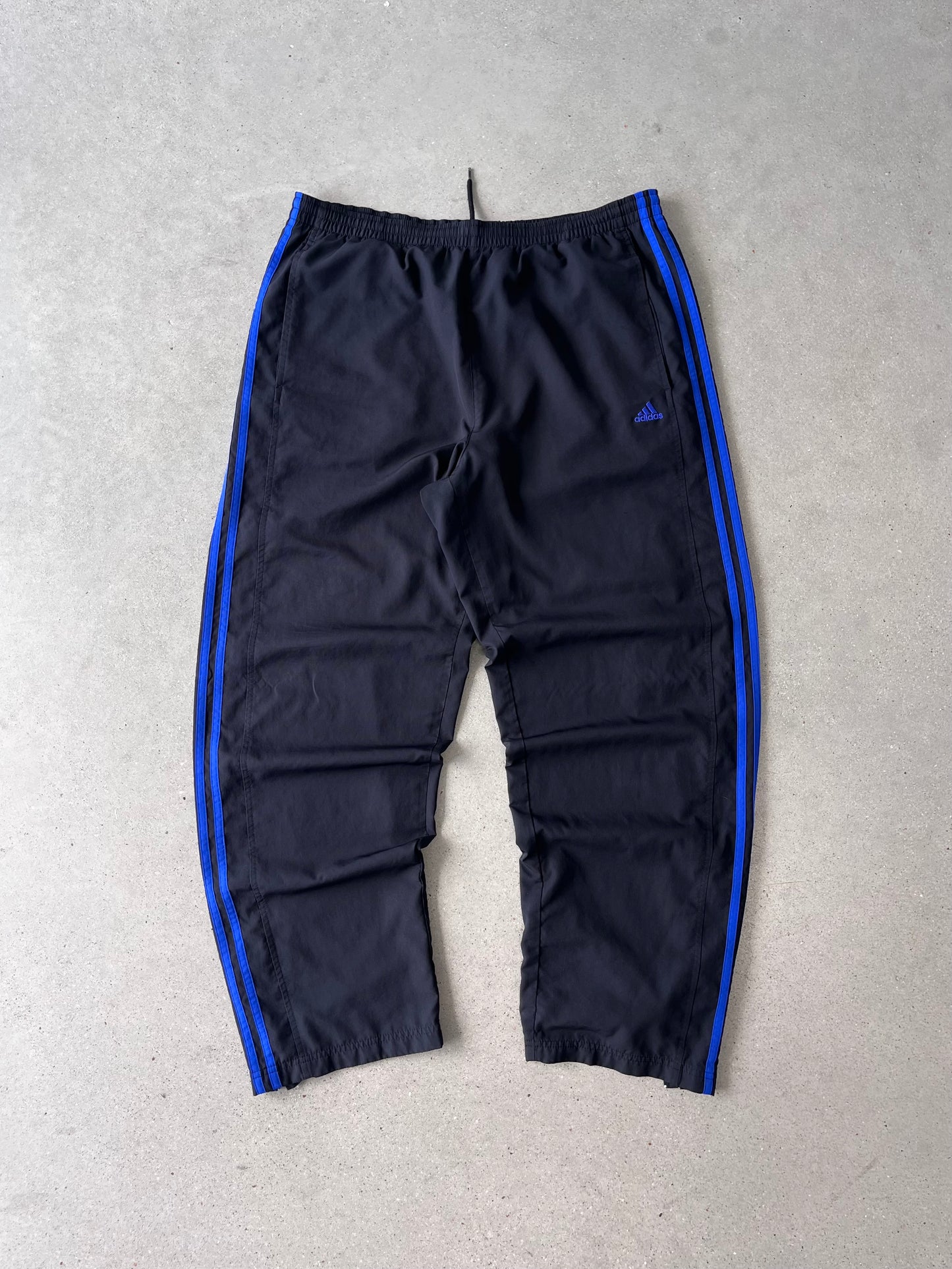 Vintage Adidas Black/Blue Stripes Track Pants - L