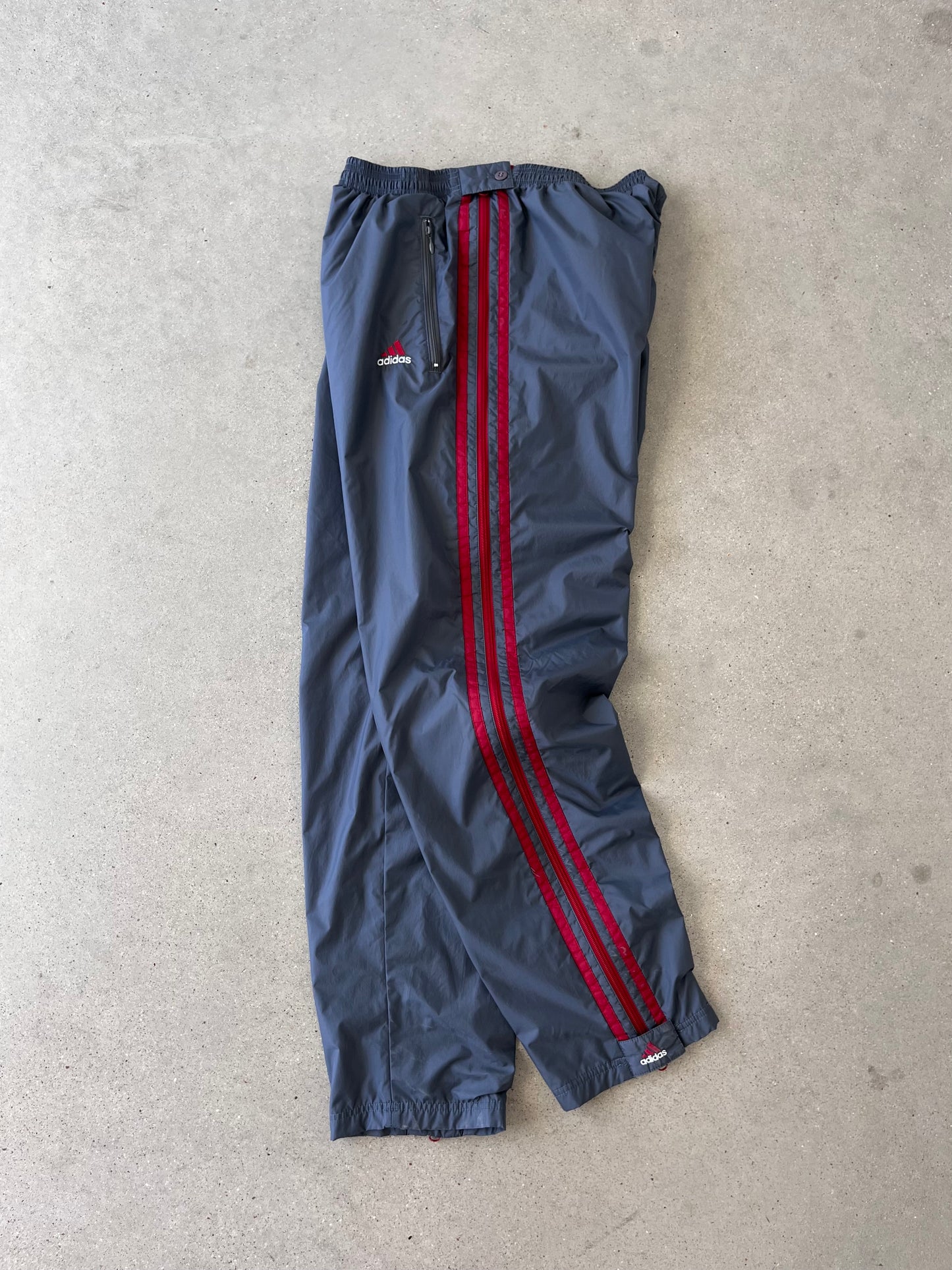 Vintage Adidas Grey/Red Track Pants - XL