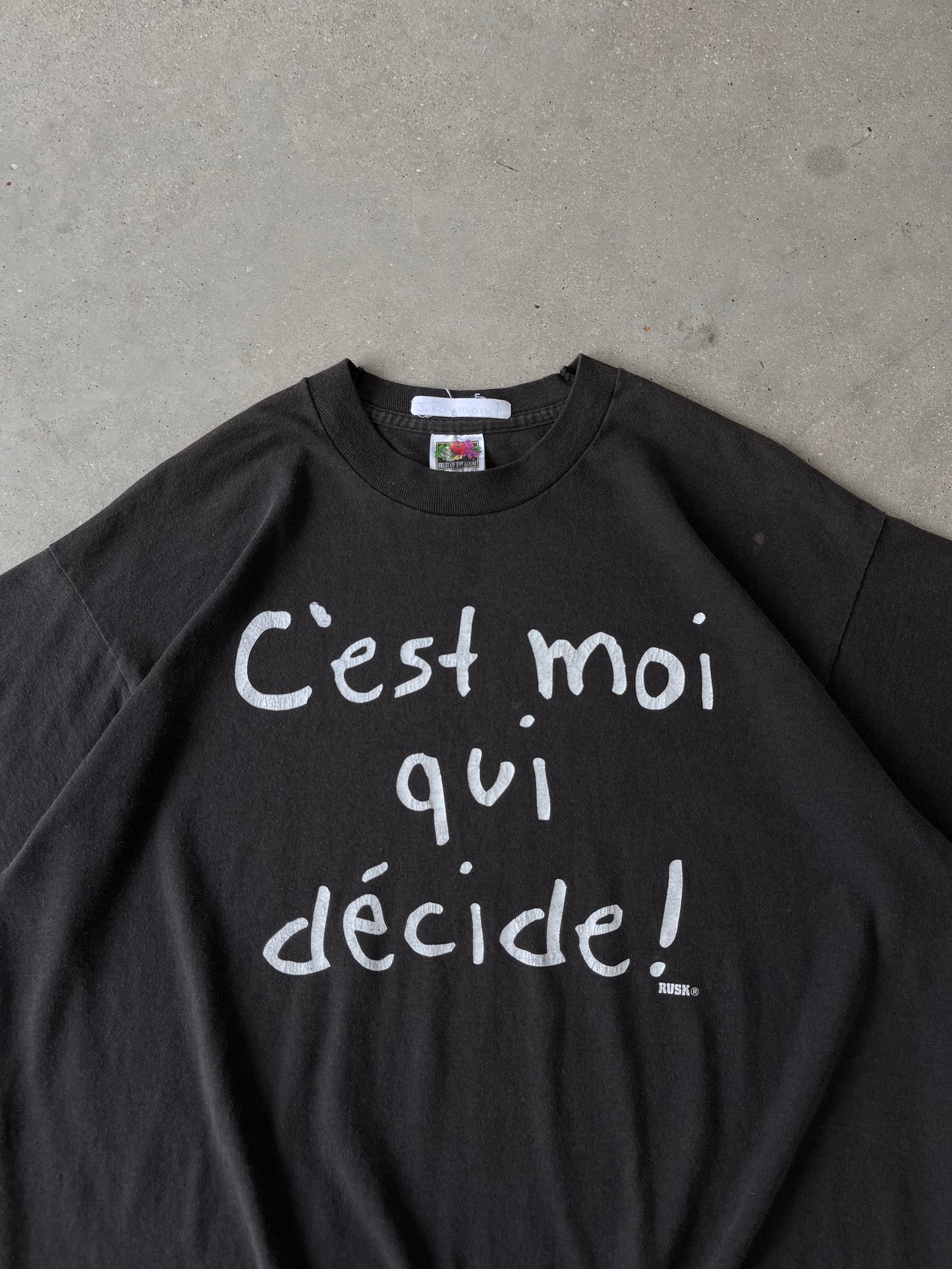 Vintage 90s "C'est Moi Qui Decide!" French Tee - XL