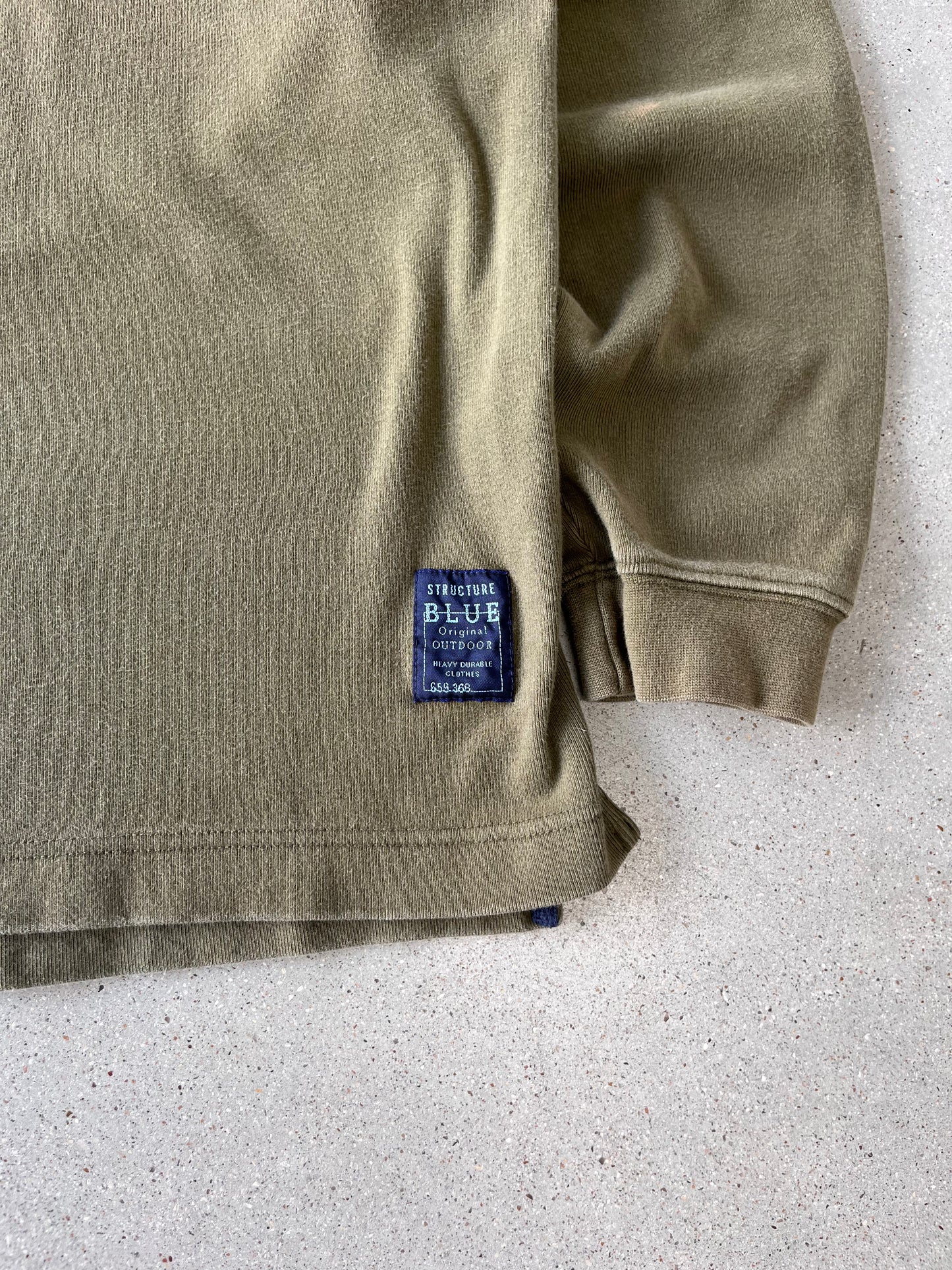 Vintage Structure Olive Polo Long Sleeve - L