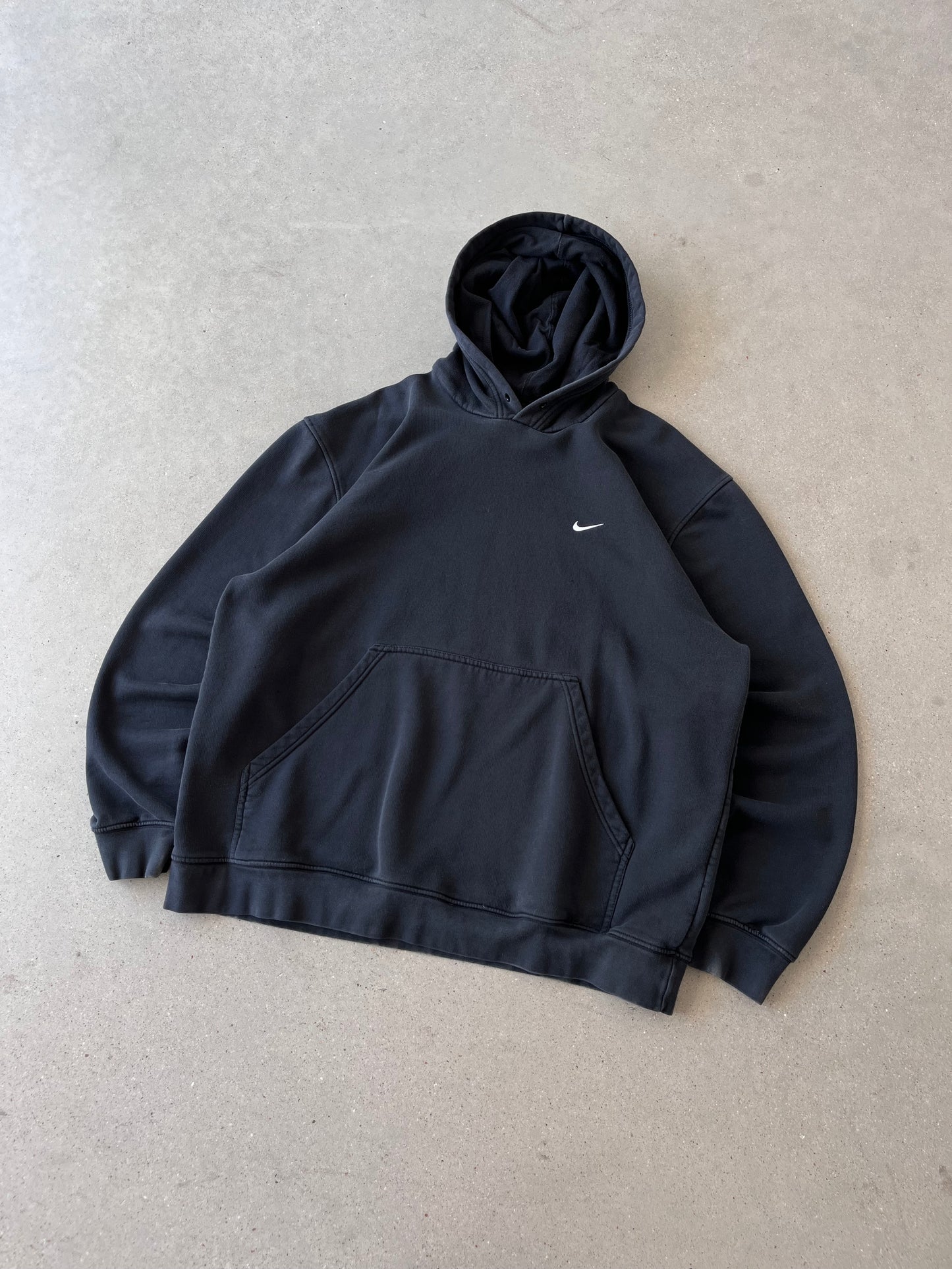 Vintage Nike Mini Swoosh Black Hoodie - XL