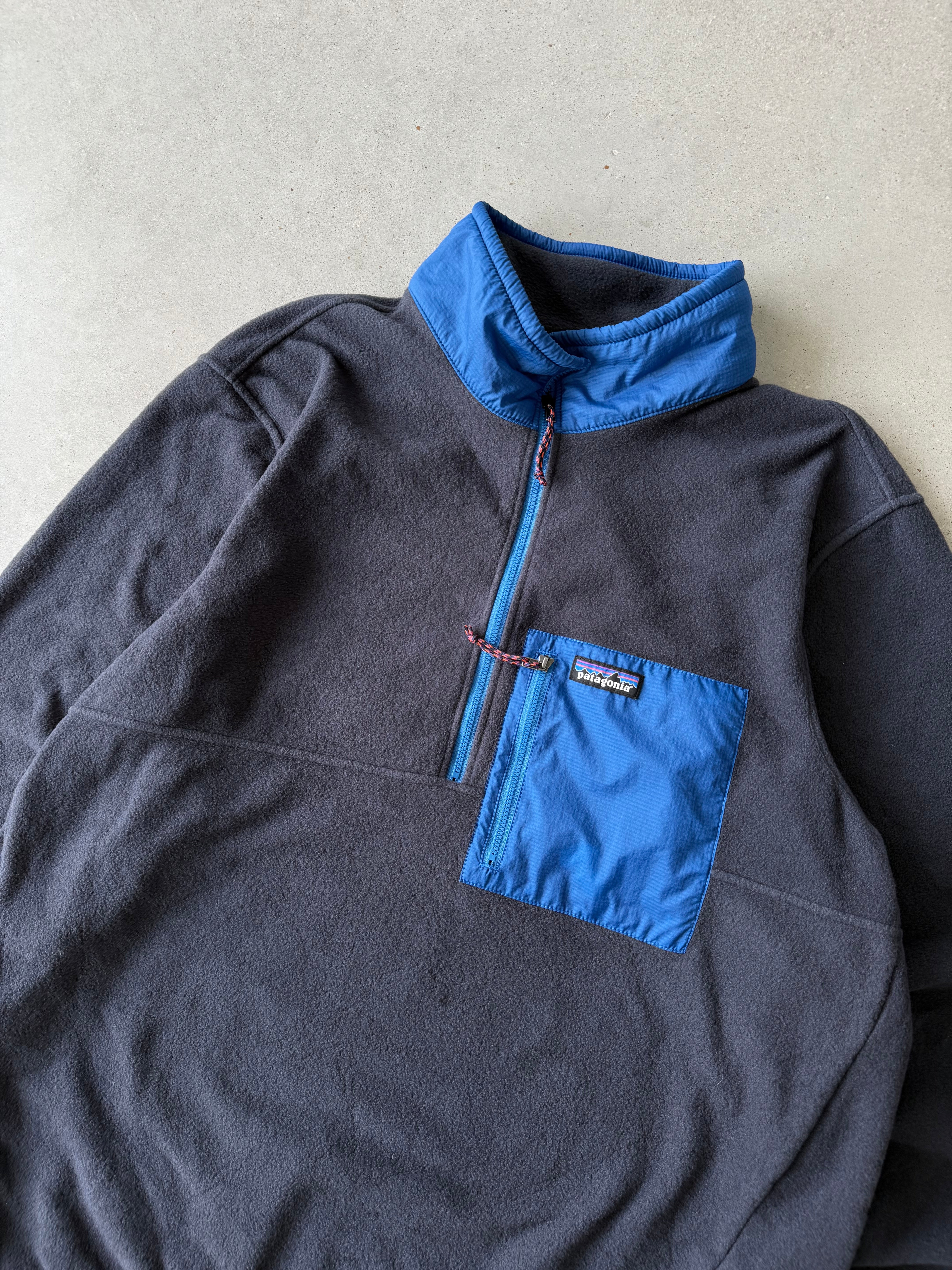 Vintage Patagonia Charcoal/Blue Quarter-zip Fleece - XL