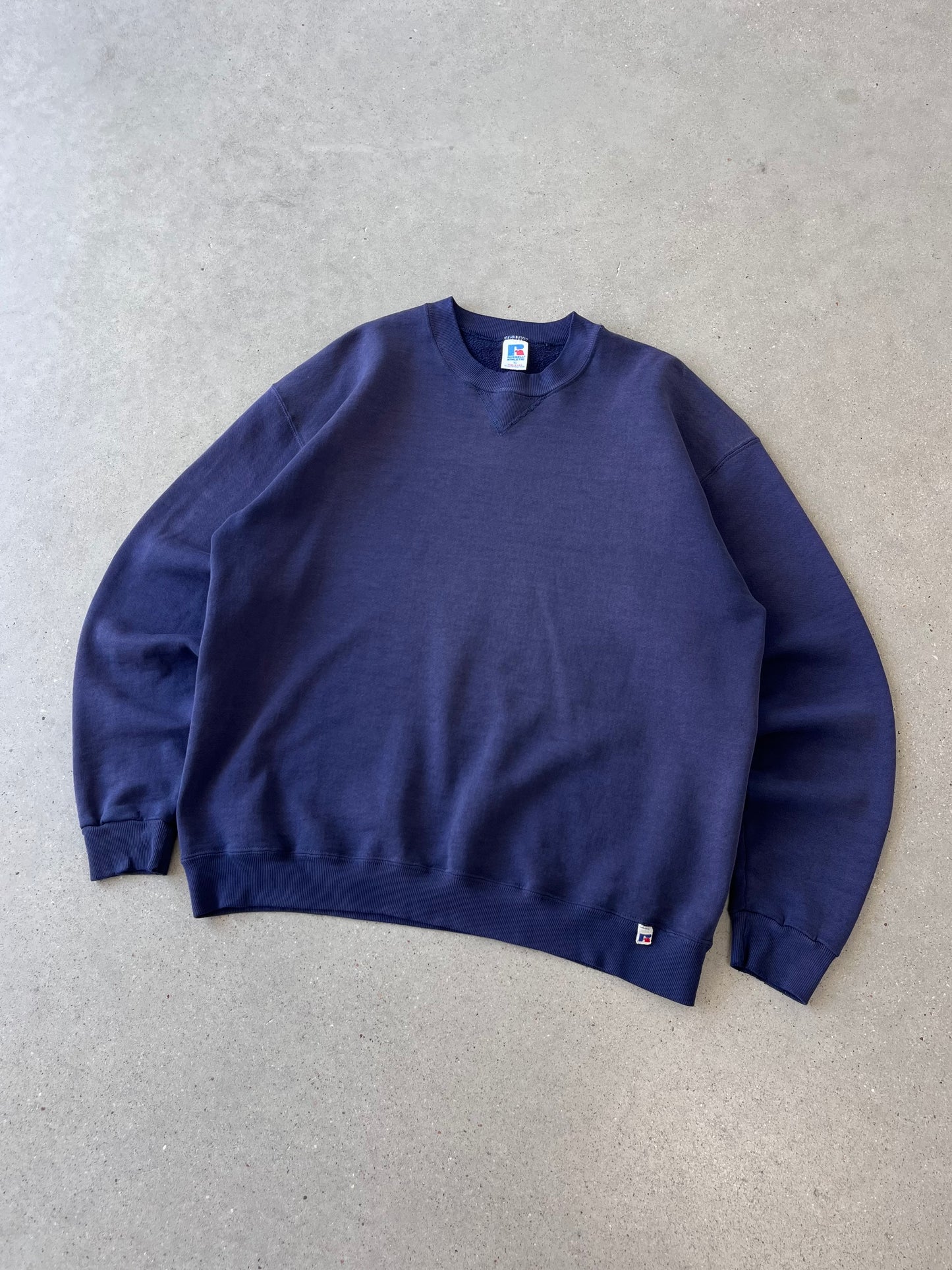 Vintage 80s Faded Navy Russell Athletic Crewneck - XL