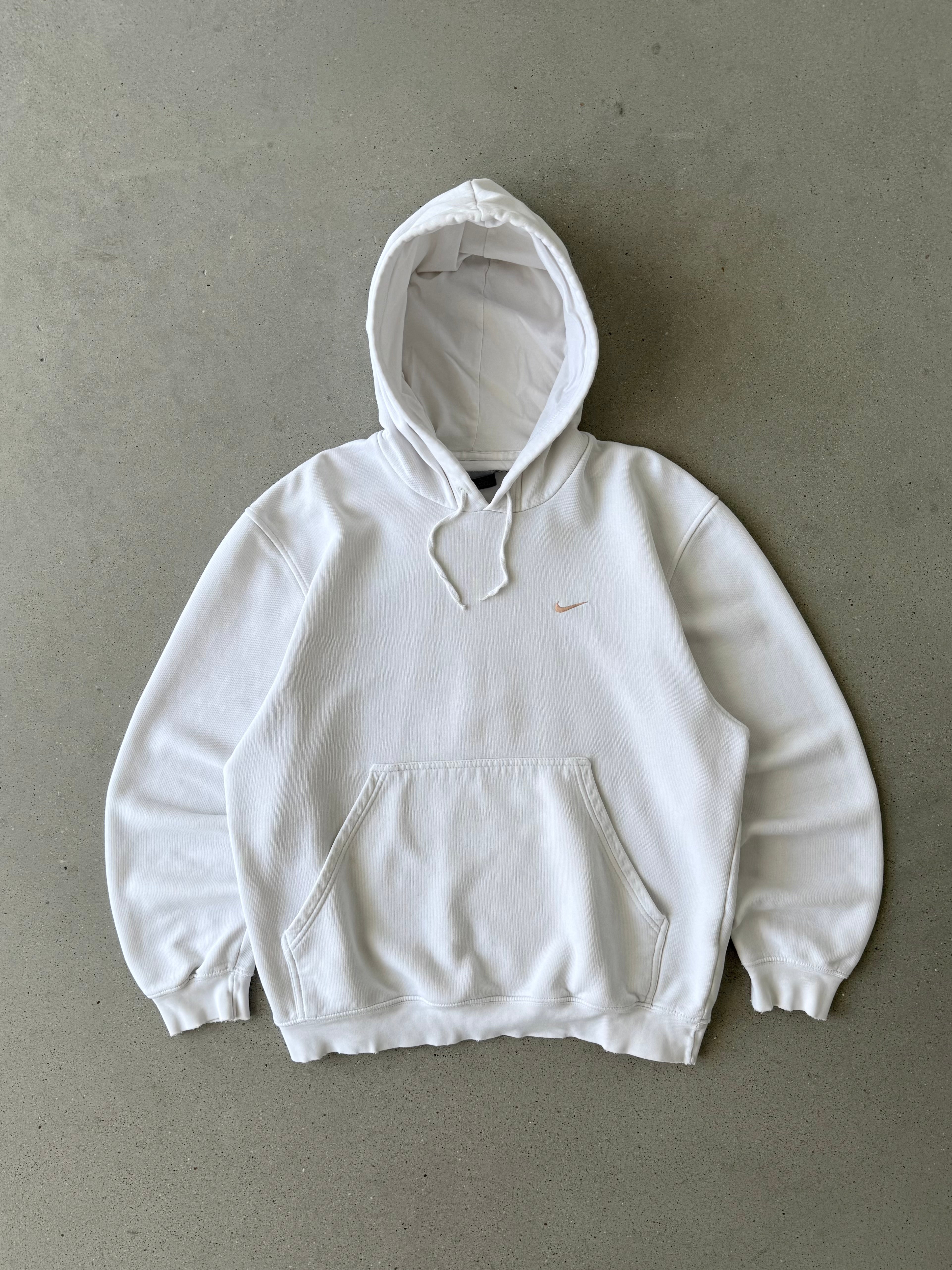 Vintage Nike White Mini Swoosh Hoodie - M
