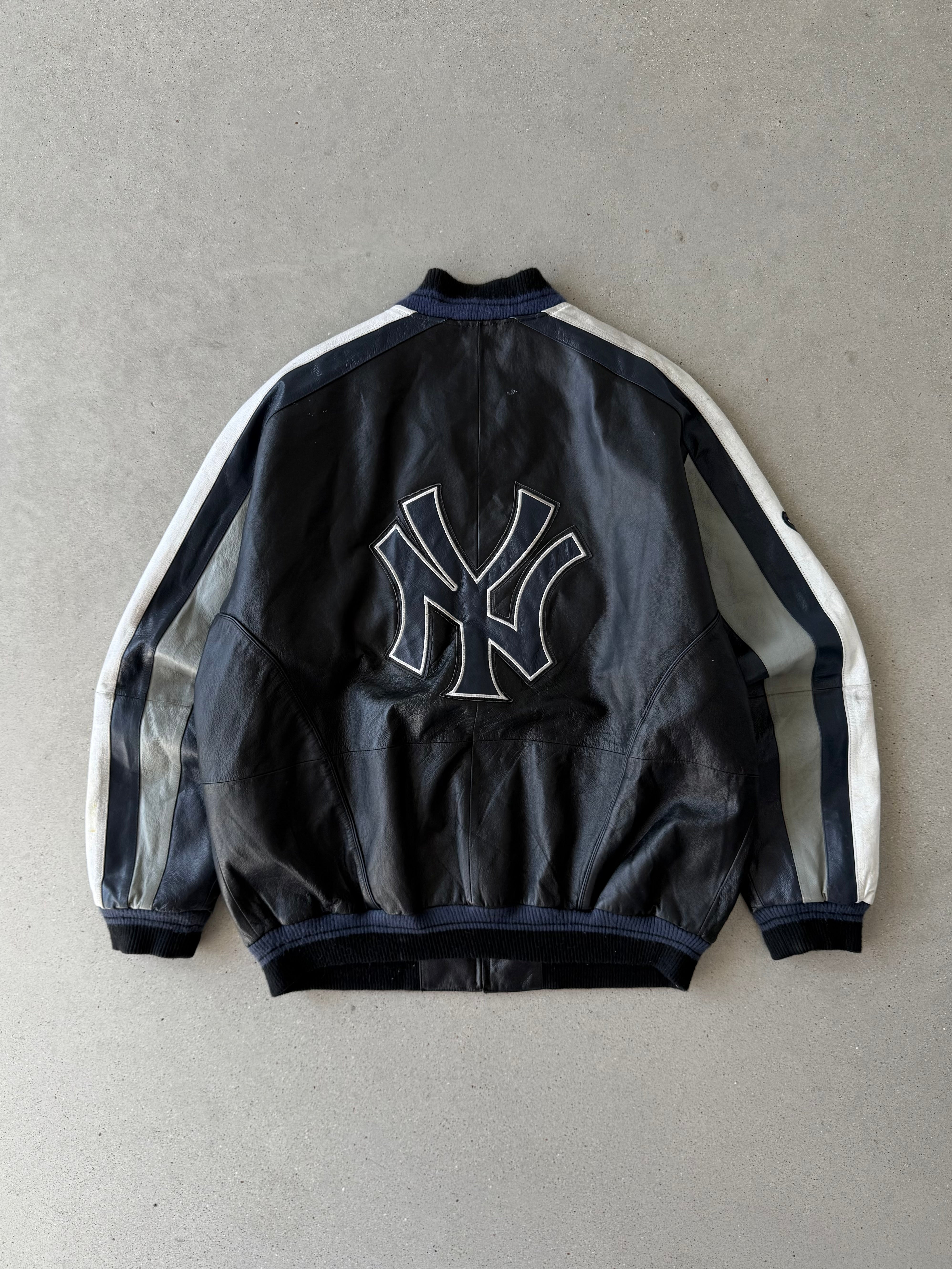 Vintage 1990s NY Yankees Leather Jacket - XL