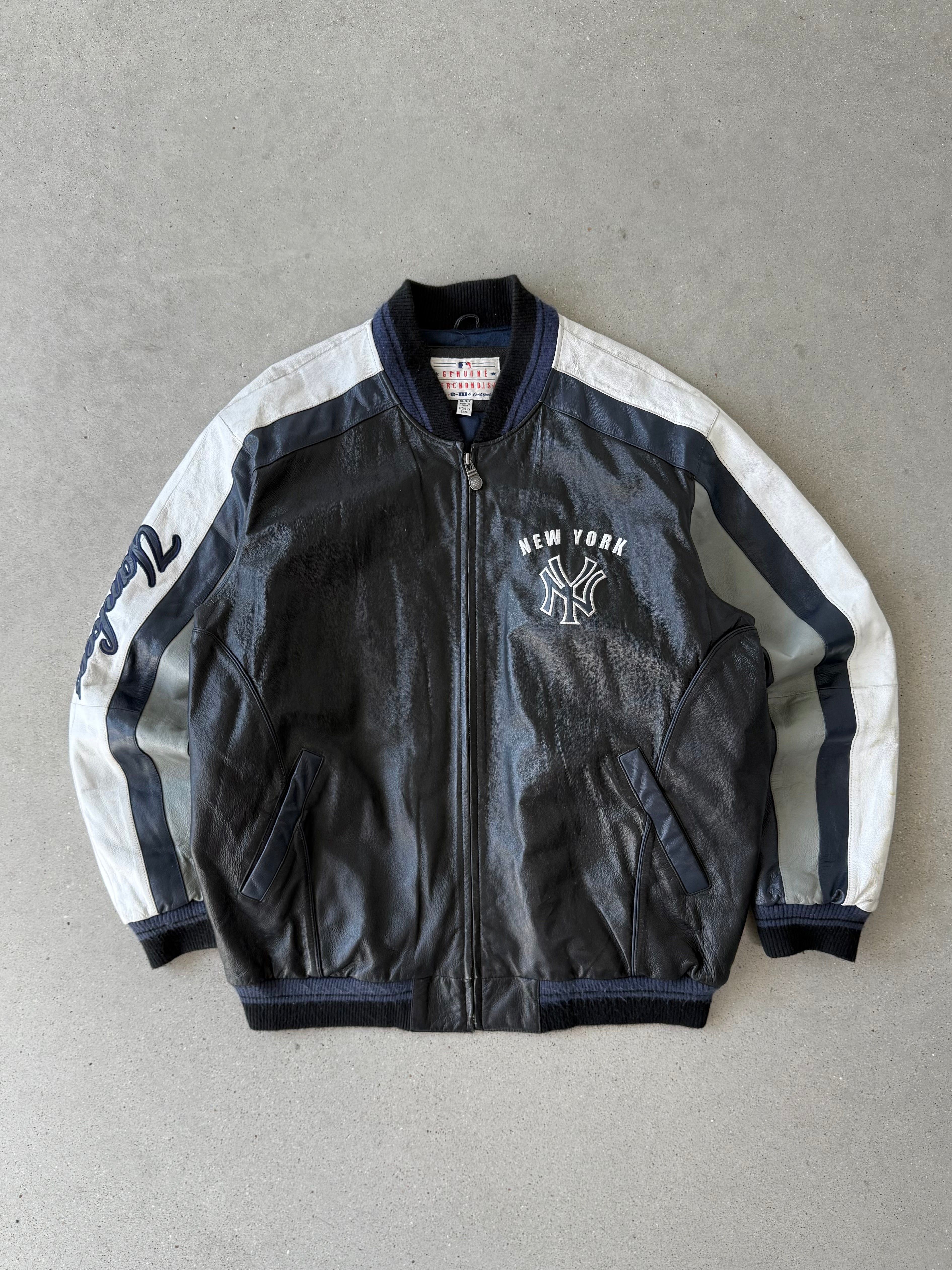 Vintage 1990s NY Yankees Leather Jacket - XL