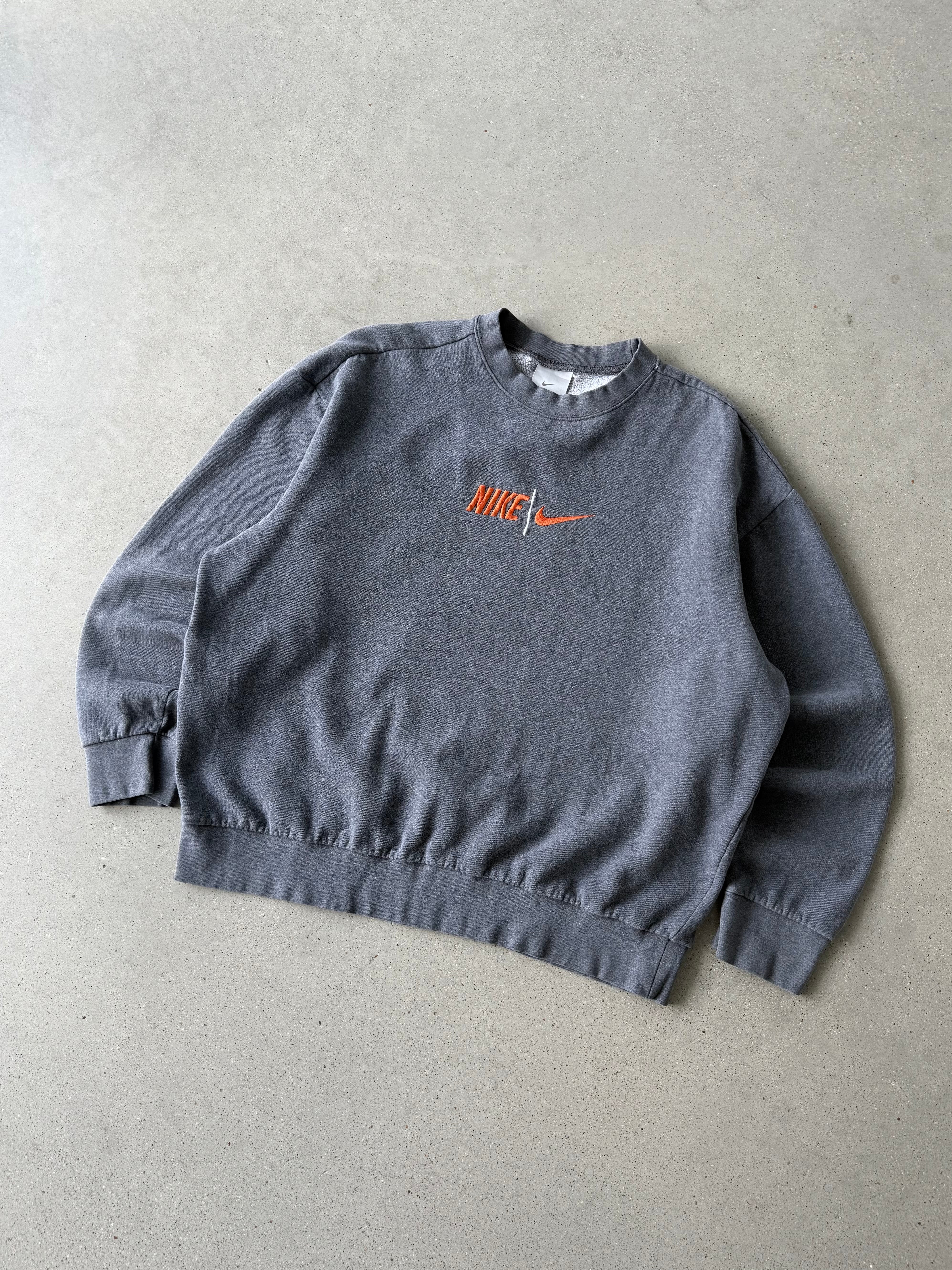 Vintage Nike Spell-out Gray/Orange Crewneck - XL