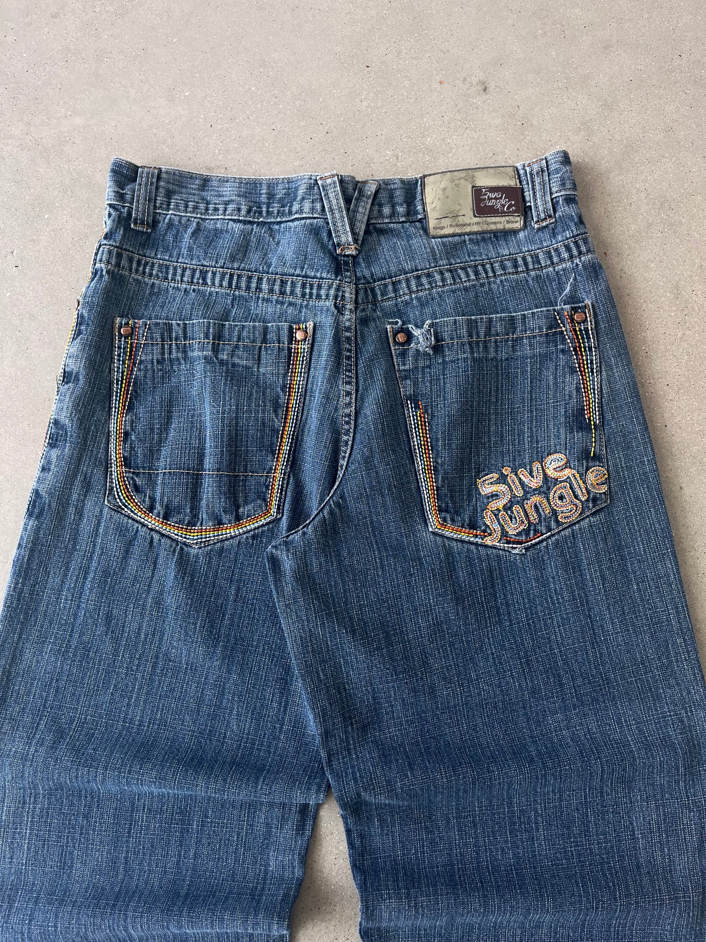 Vintage Y2K 5ive Jungle Baggy Embroidered Denim - 33x29