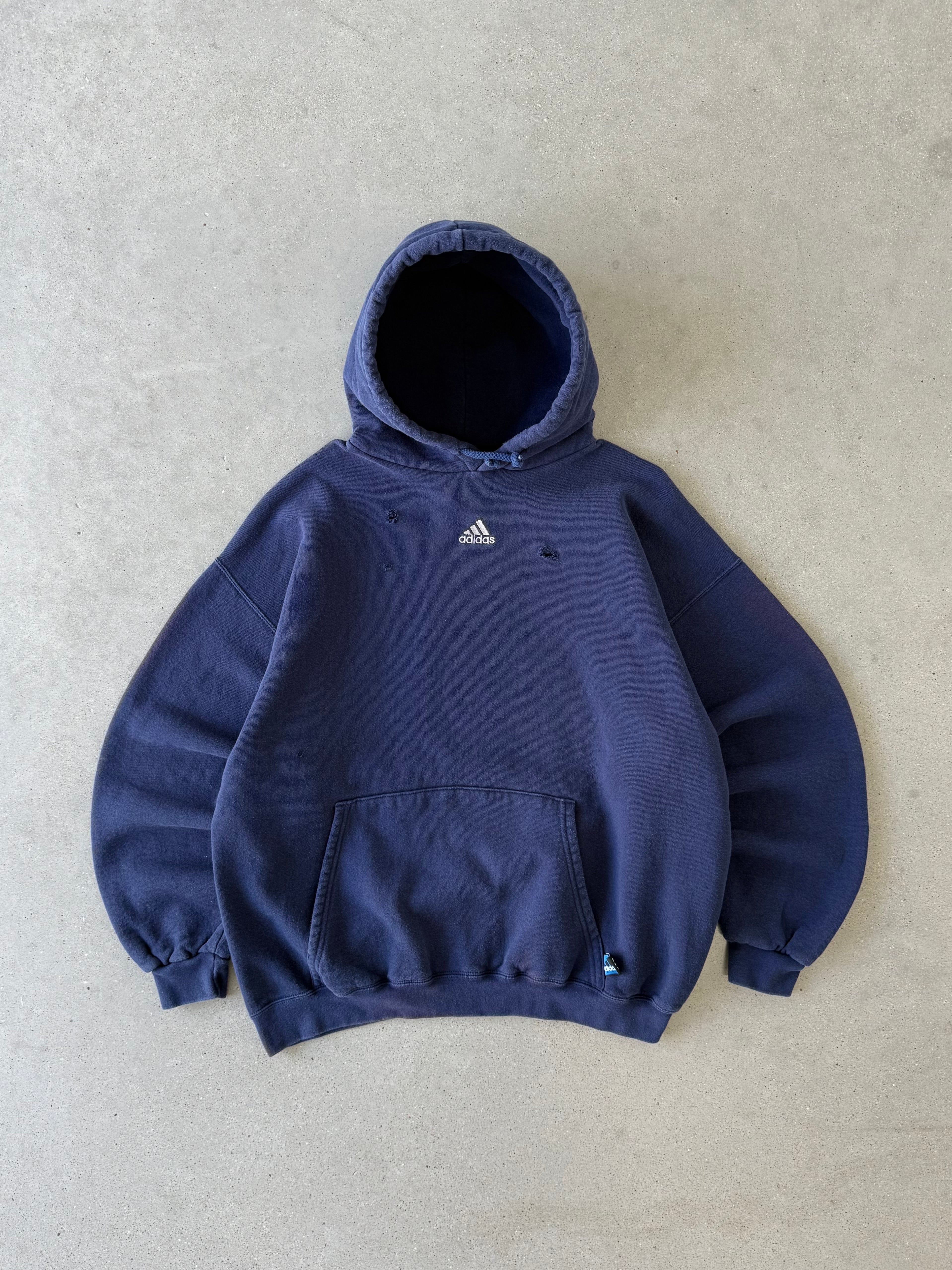 Vintage Adidas Center Logo Distressed Hoodie - XXL