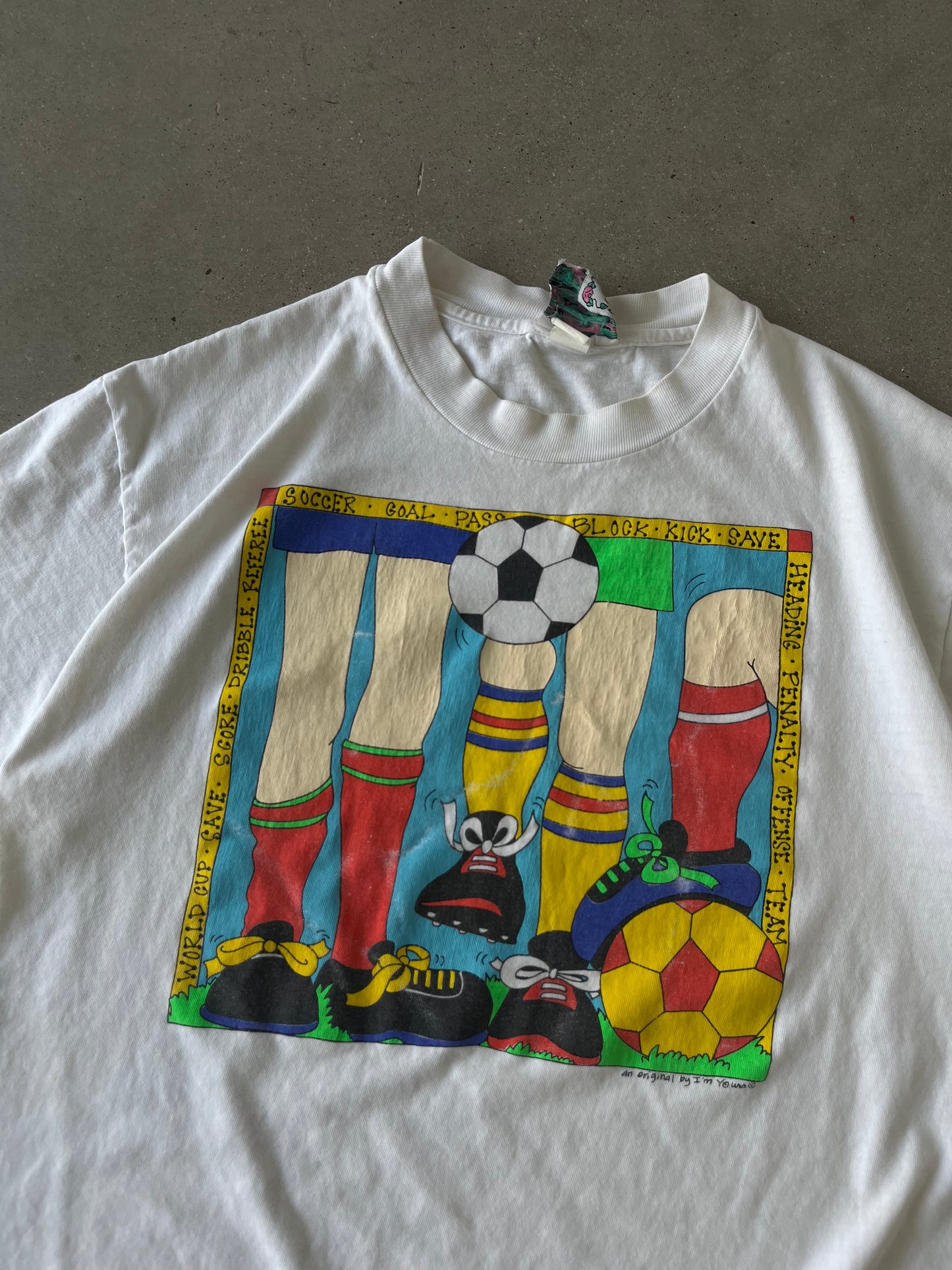 Vintage 90s Soccer Art Tee - L