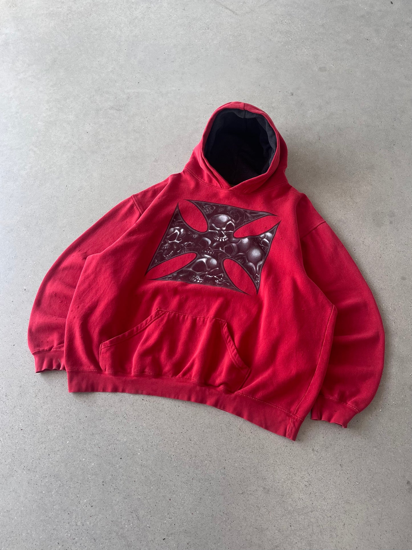 Vintage Y2K ODM Skull Skater Hoodie - XXL