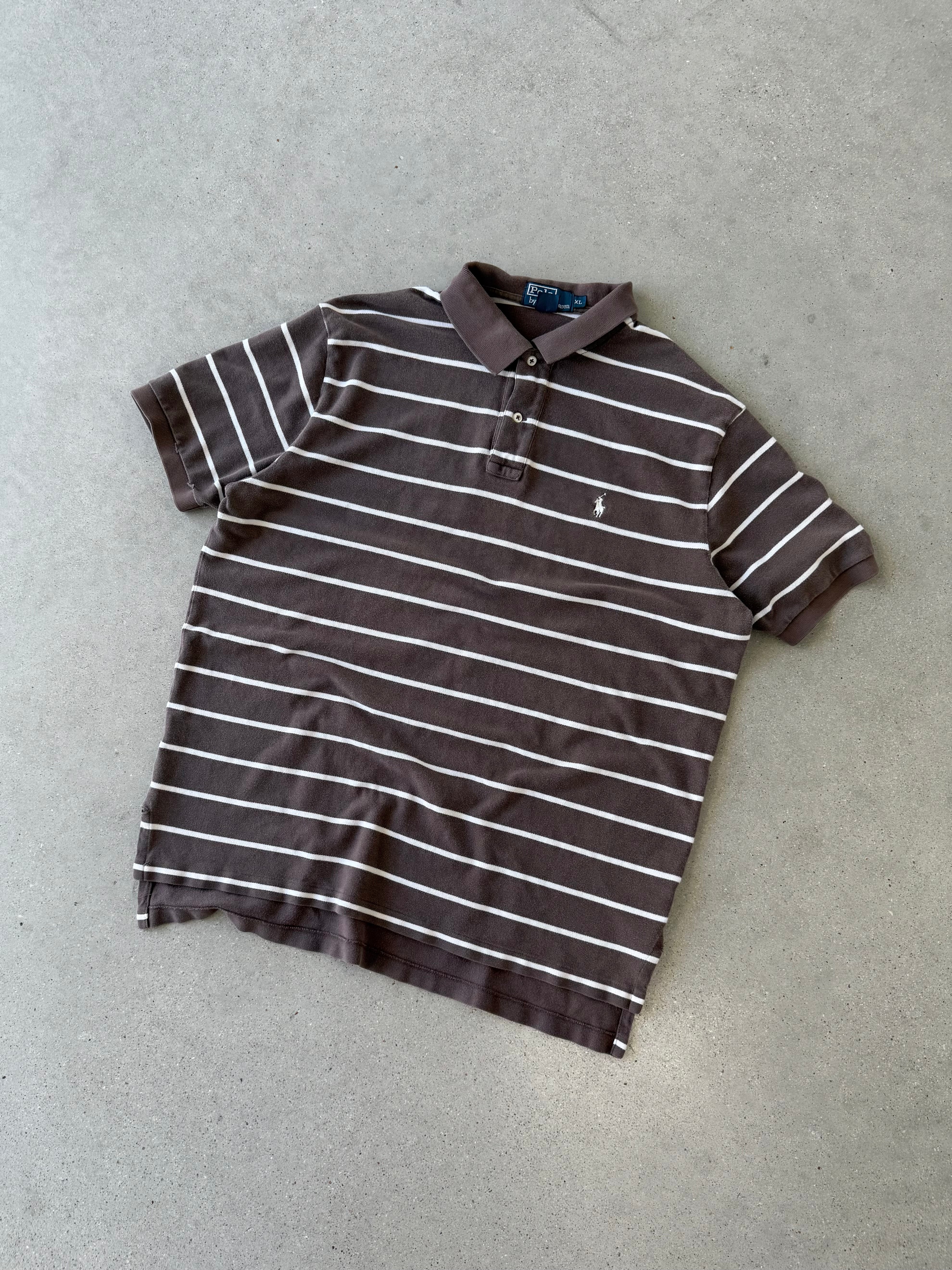 Vintage Polo Ralph Lauren Browns Striped Polo - XL