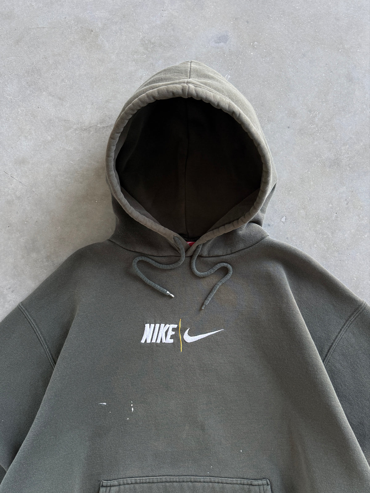Vintage 1990s Nike Embroidered Olive Hoodie (XL)