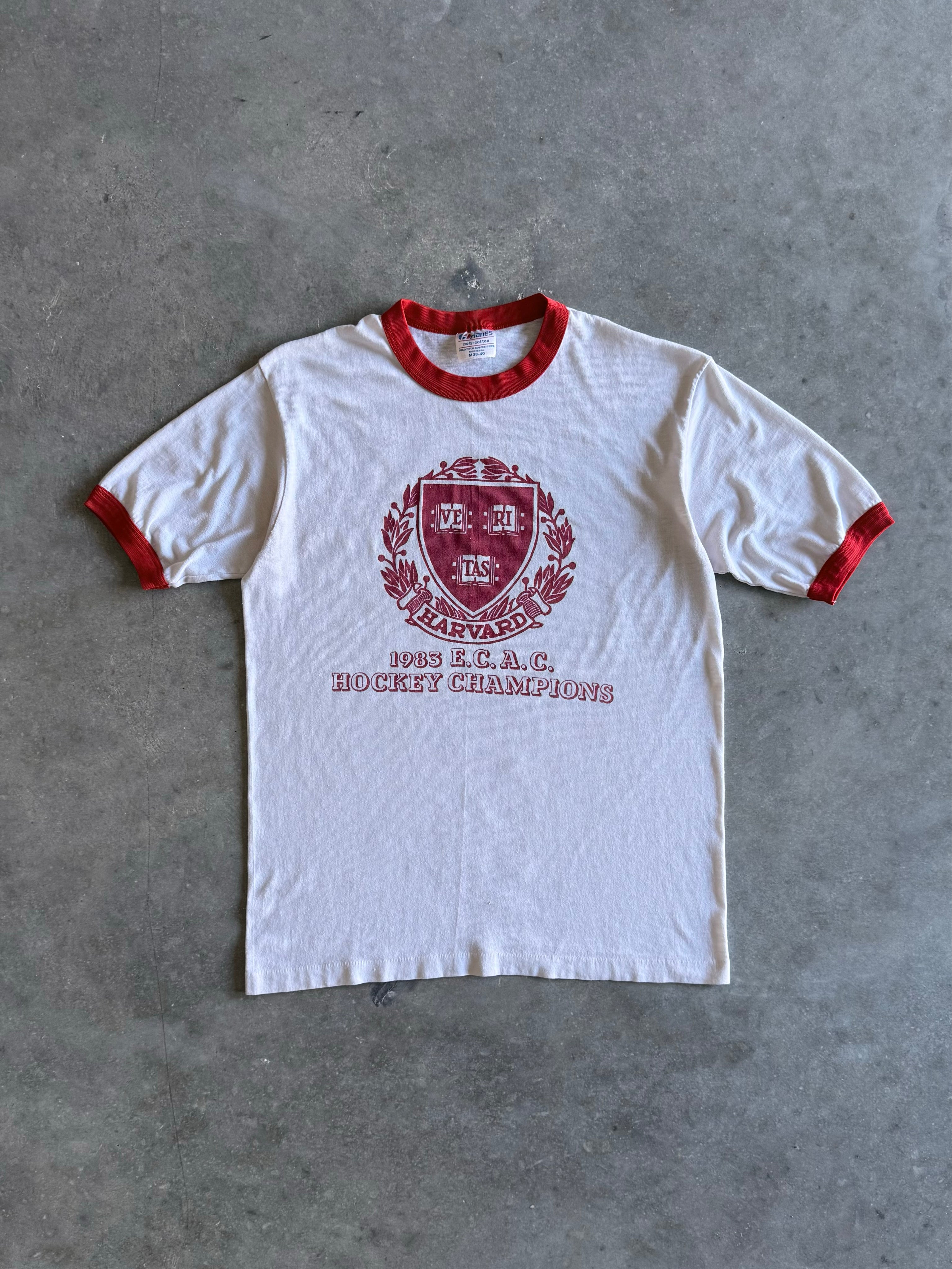 Vintage 1980s Harvard Ringer T-shirt (M)
