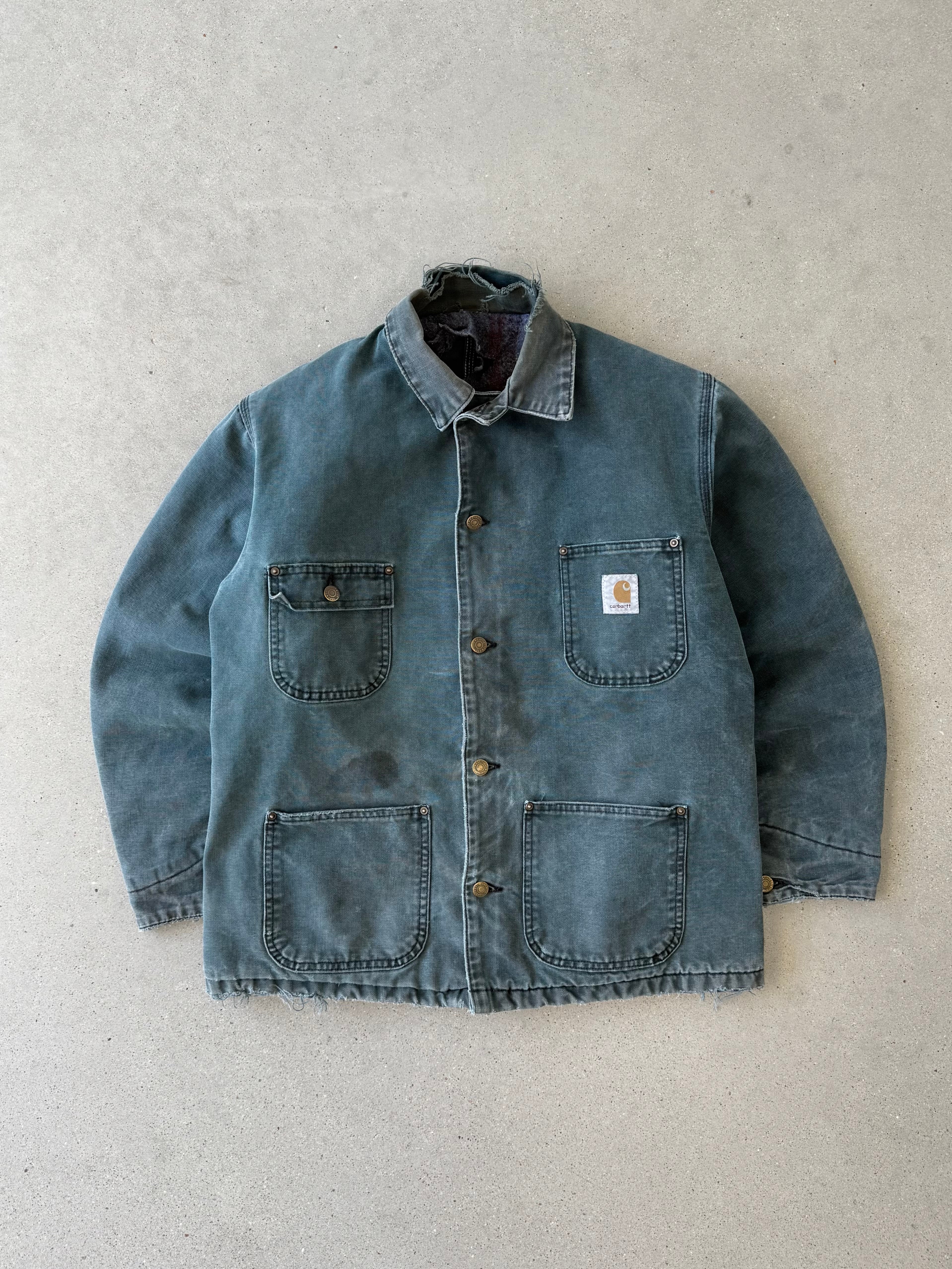 Vintage Carhartt Distressed Emerald Green Chore Coat - M