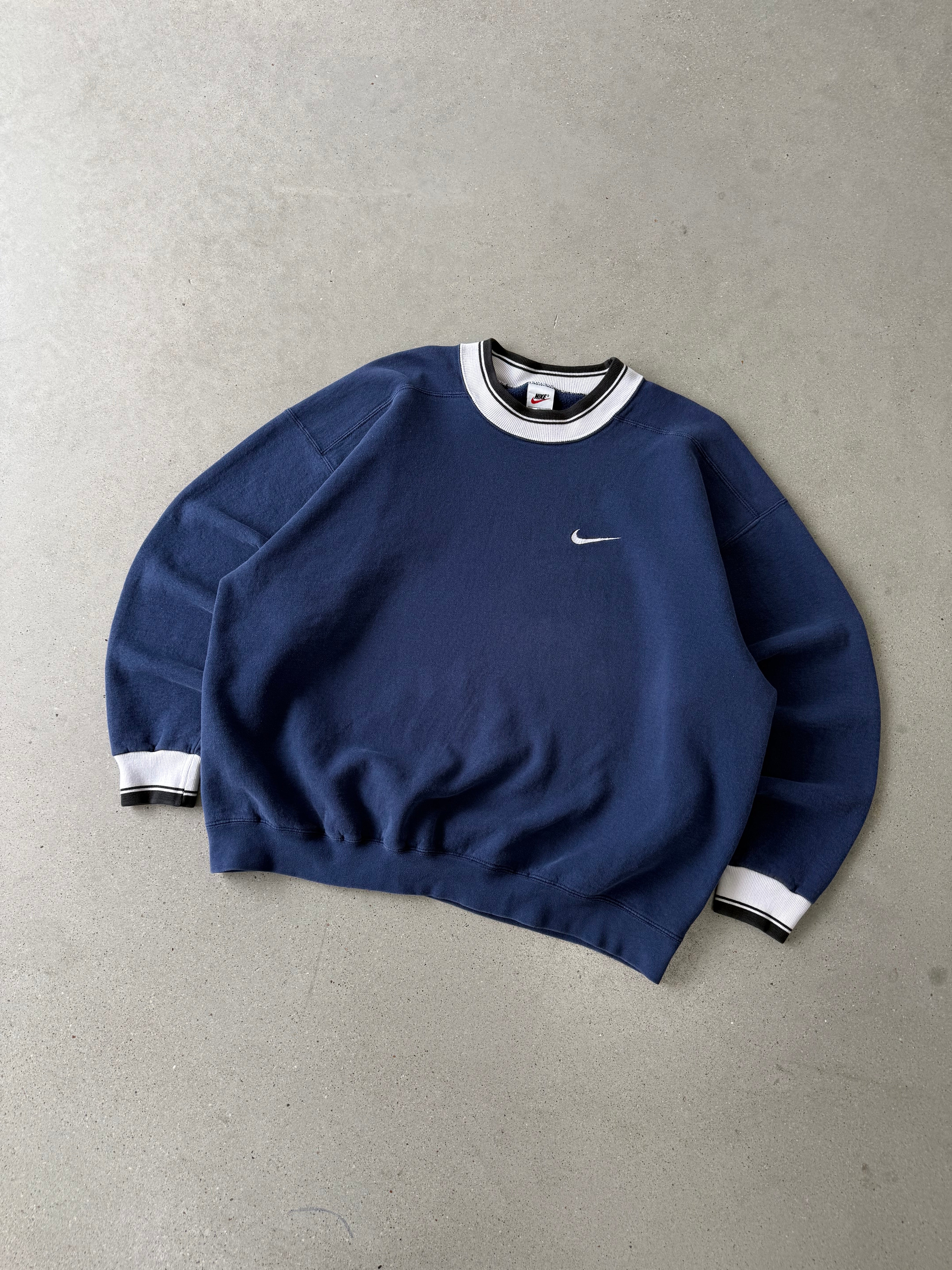 Vintage 90s Navy Mini Swoosh Sweatshirt - XXL
