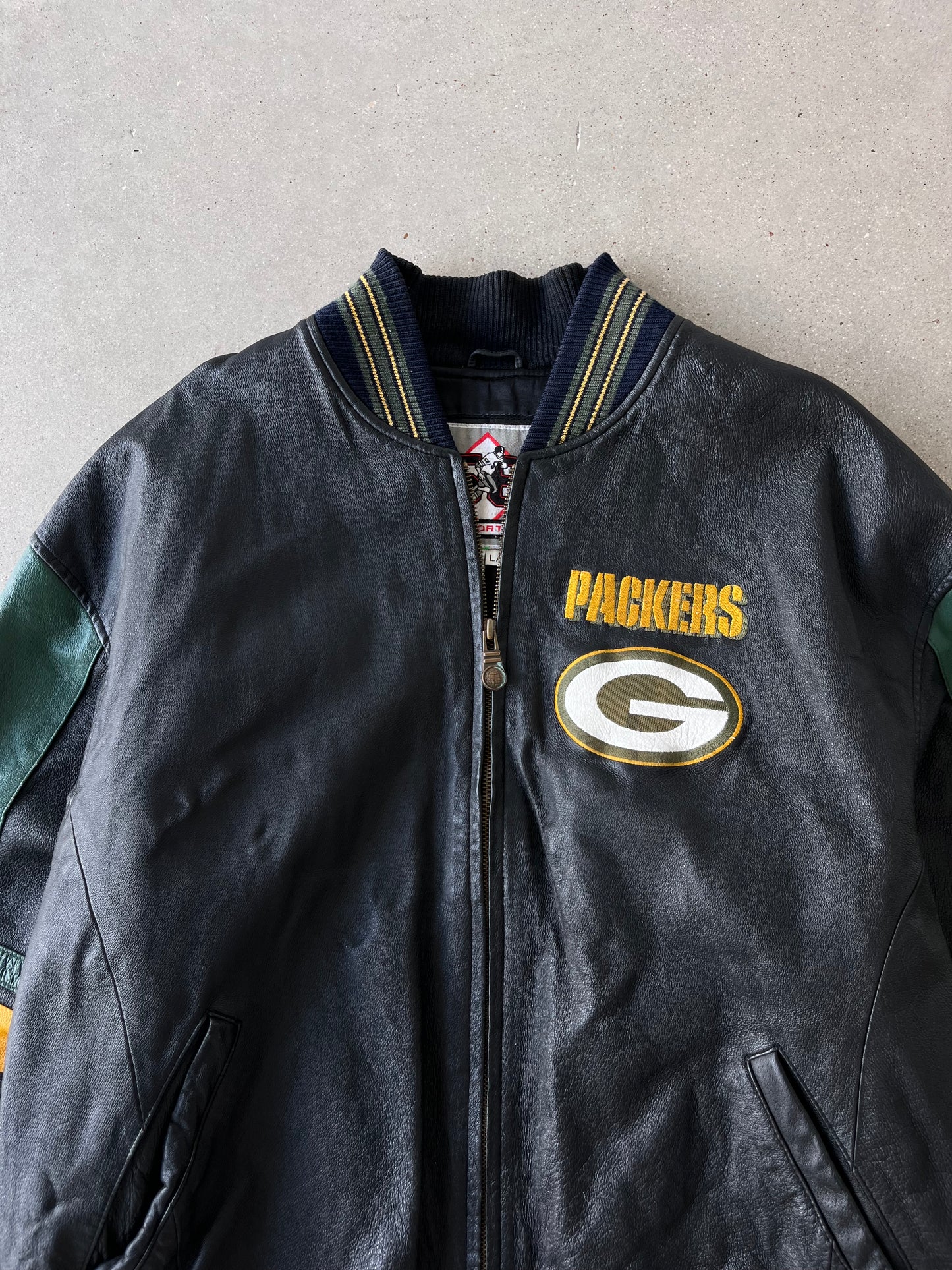 Vintage Green Bay Packers Leather Jacket - L