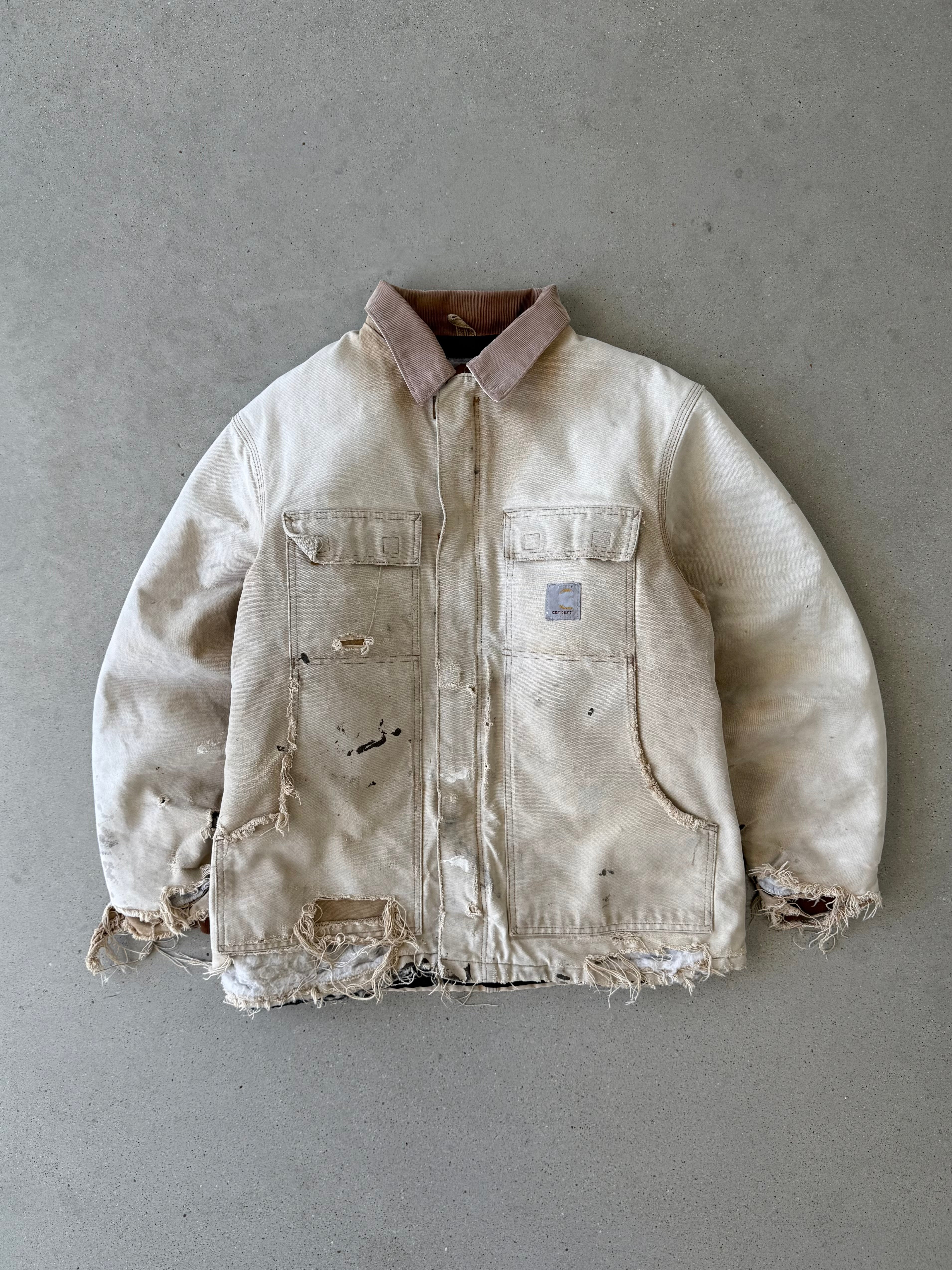 Vintage Carhartt Distressed Tan Chore Coat - L