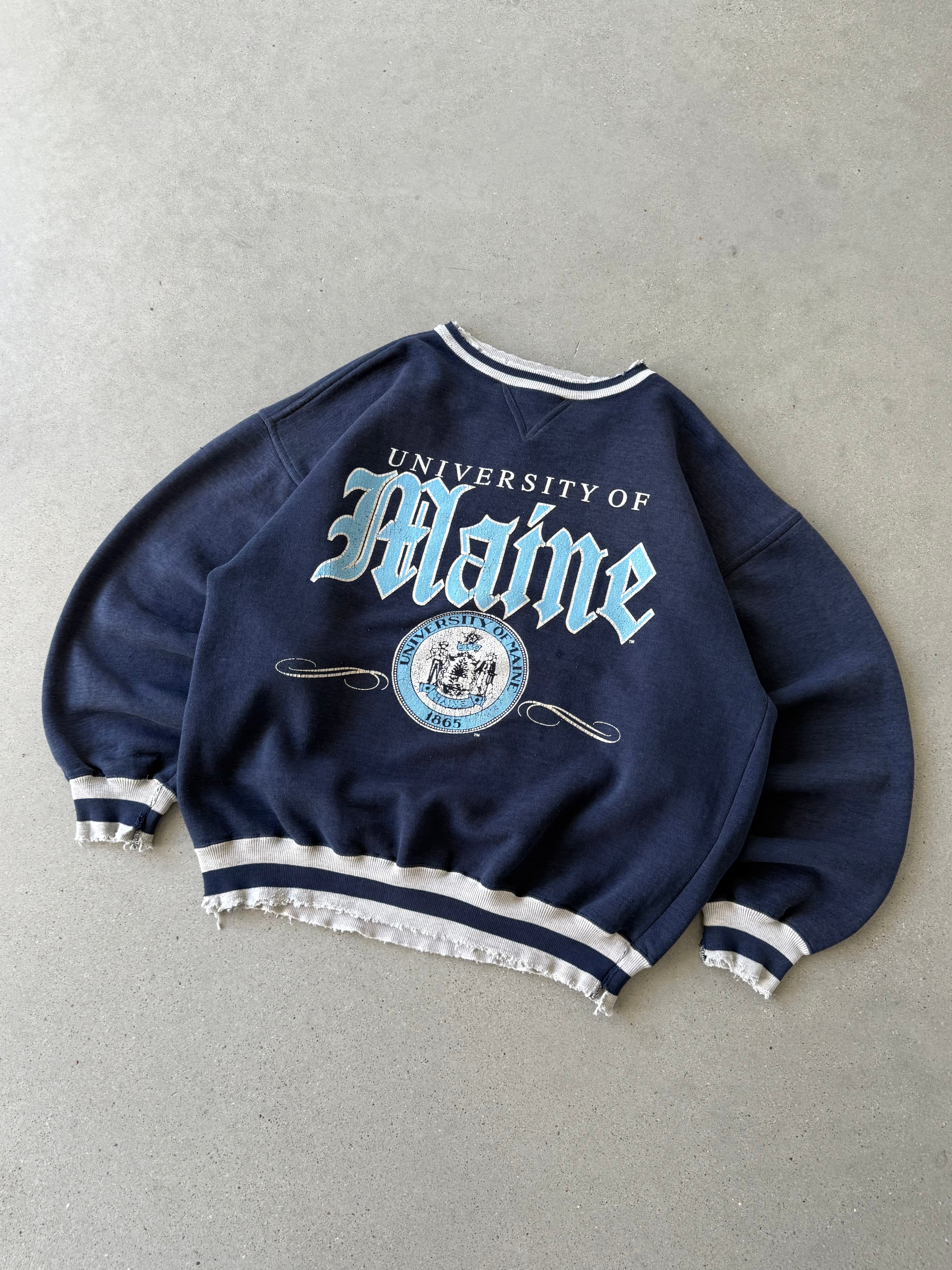 Vintage University Of Maine Navy Sweatshirt  - L