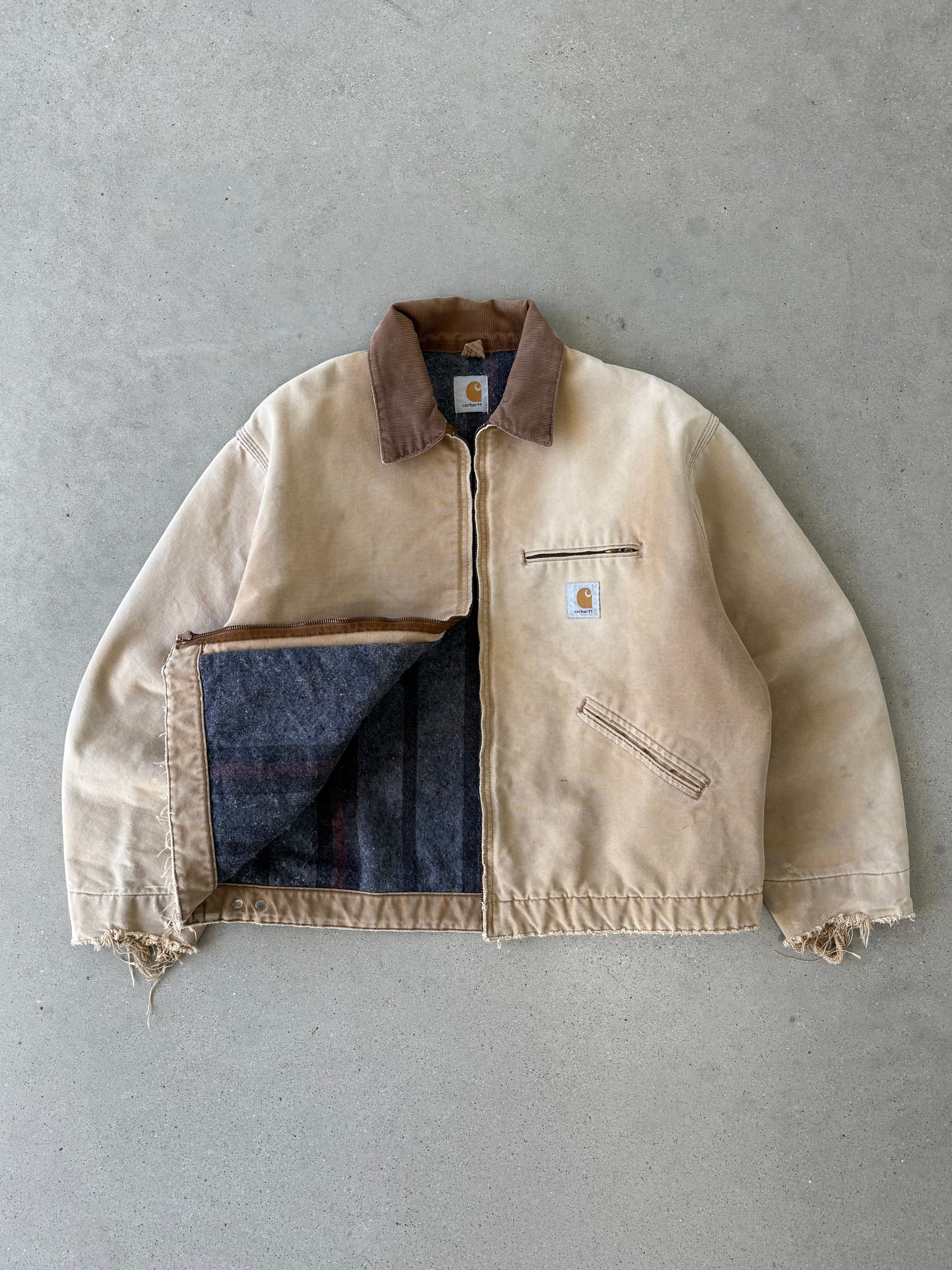 Vintage Carhartt Distressed Tan Detroit Jacket - XL
