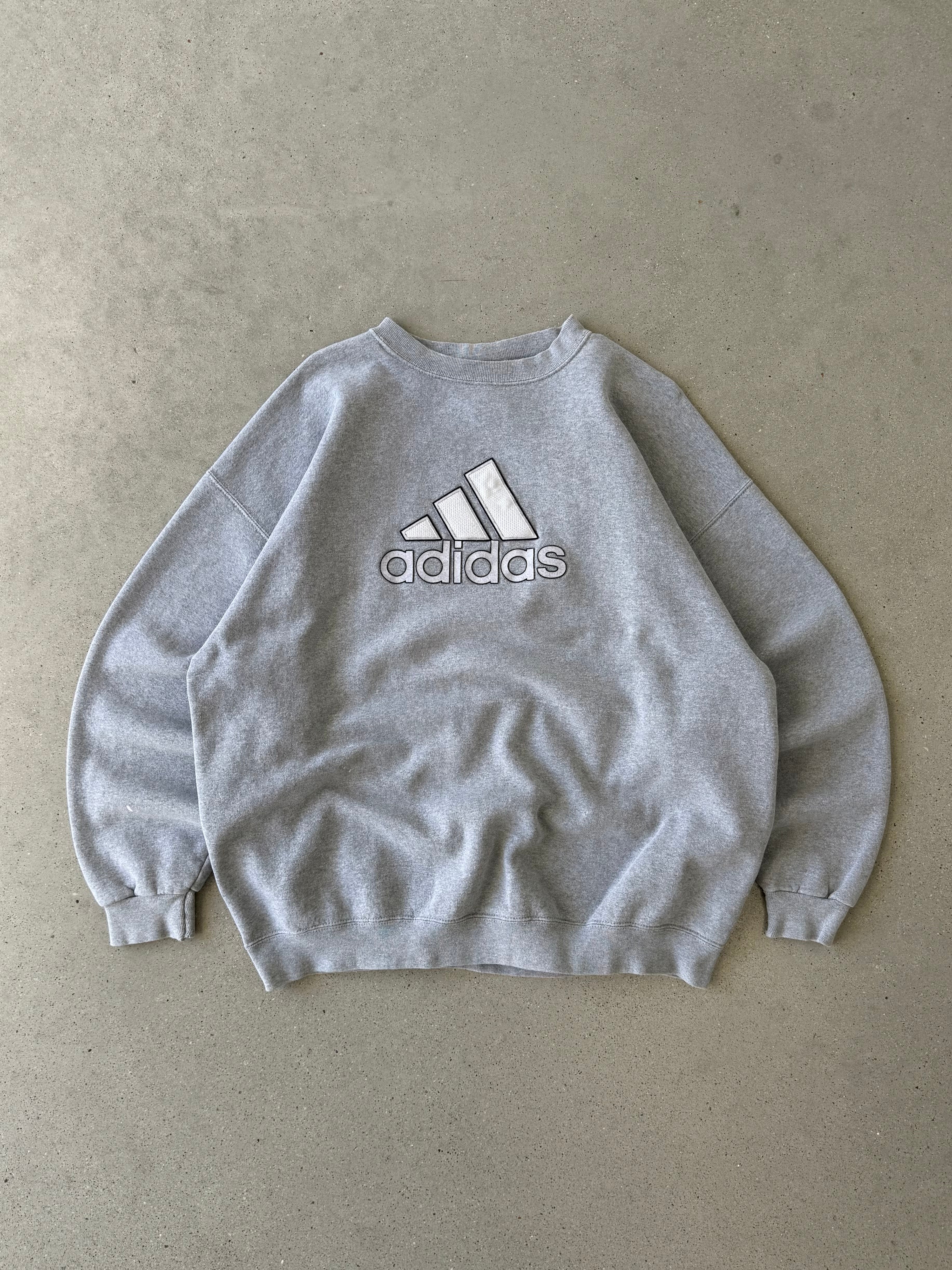 Vintage Adidas Gray Spellout Sweatshirt - XL