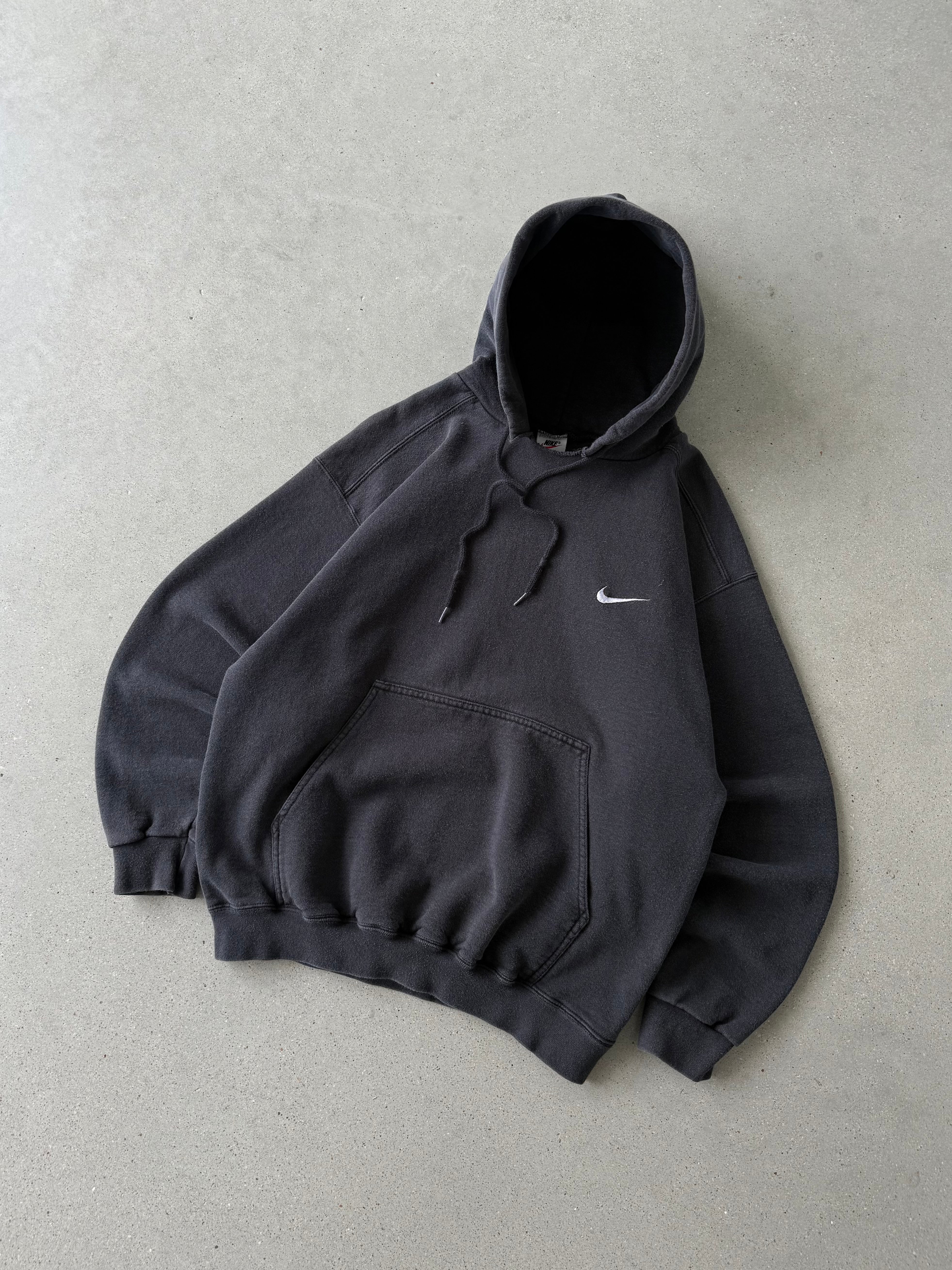 Vintage 1990s Nike Black Mini Swoosh Hoodie - M