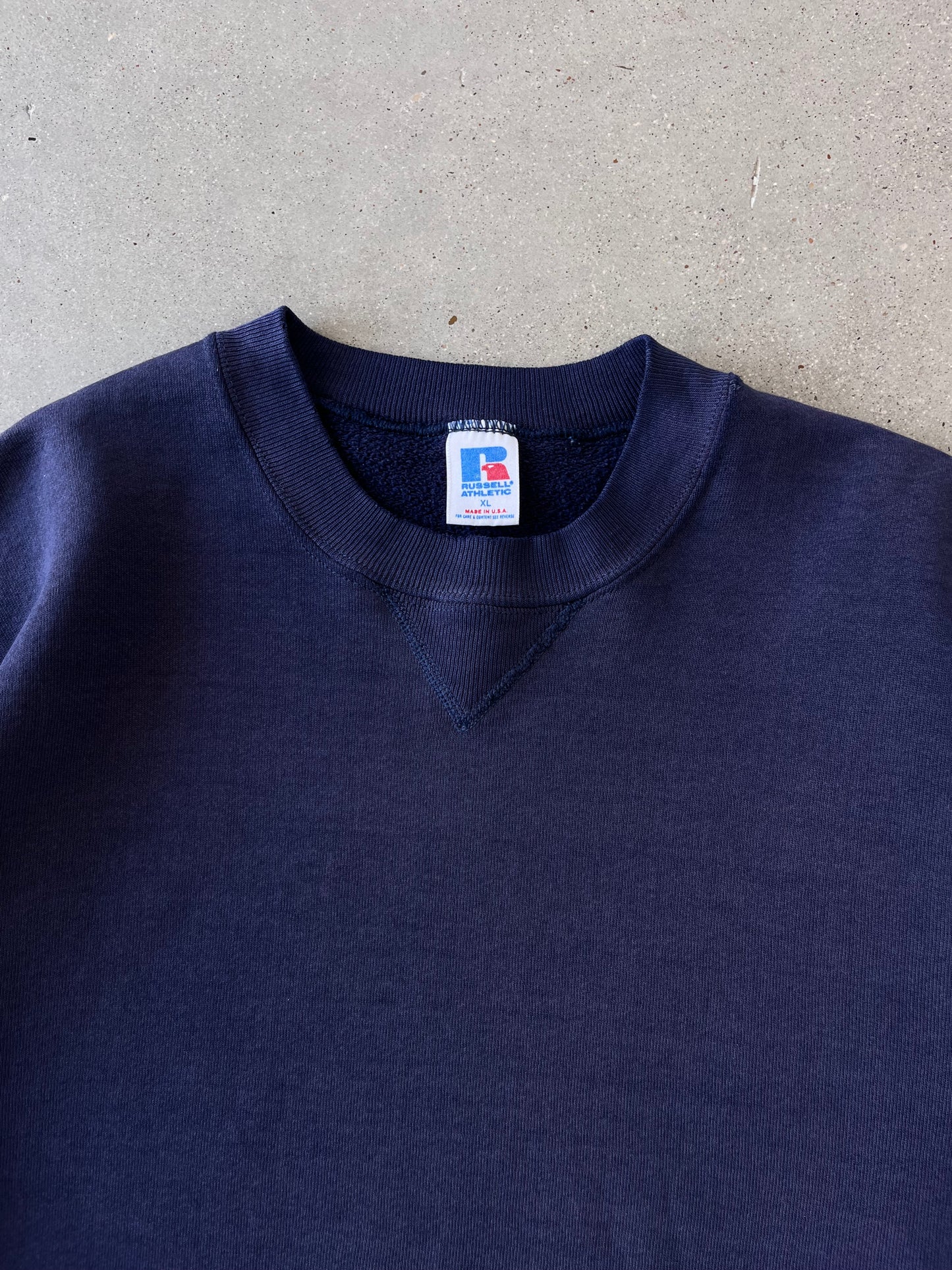 Vintage 80s Faded Navy Russell Athletic Crewneck - XL