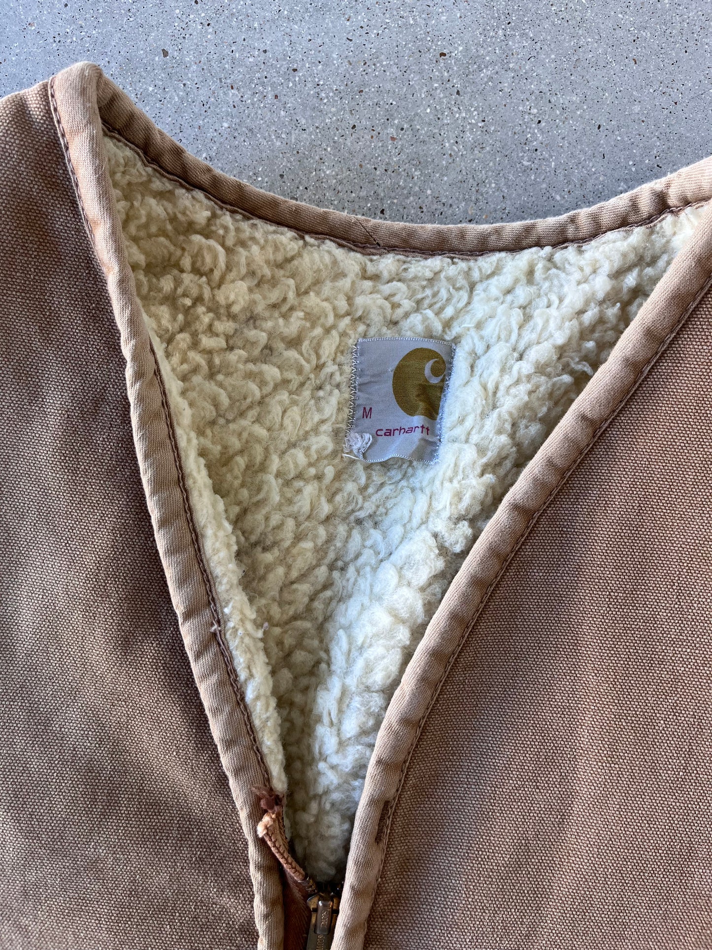 Vintage Carhartt Tan Sherpa Vest - M