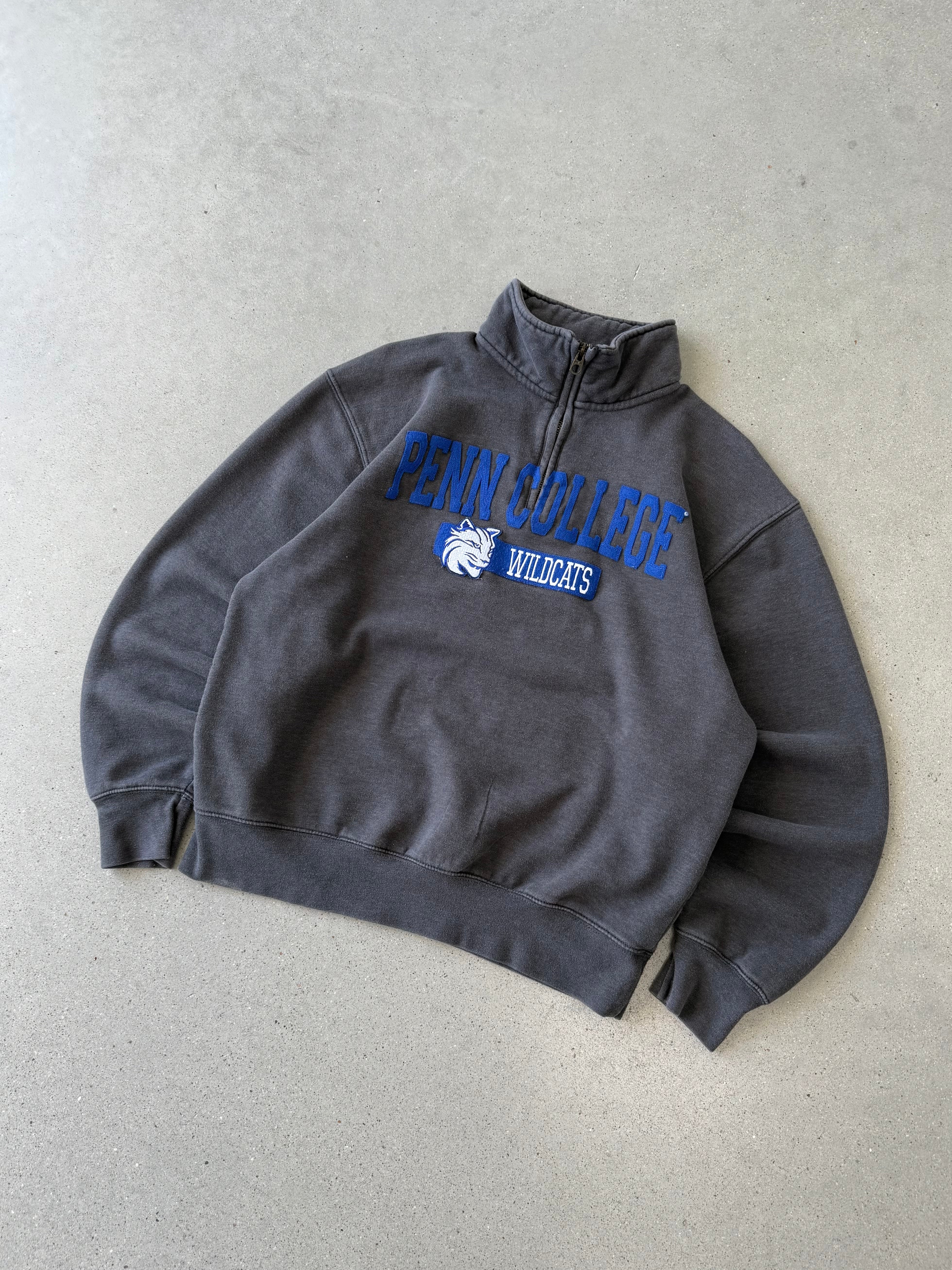 Vintage Penn College Wildcats Quarter-zip Crewneck - M