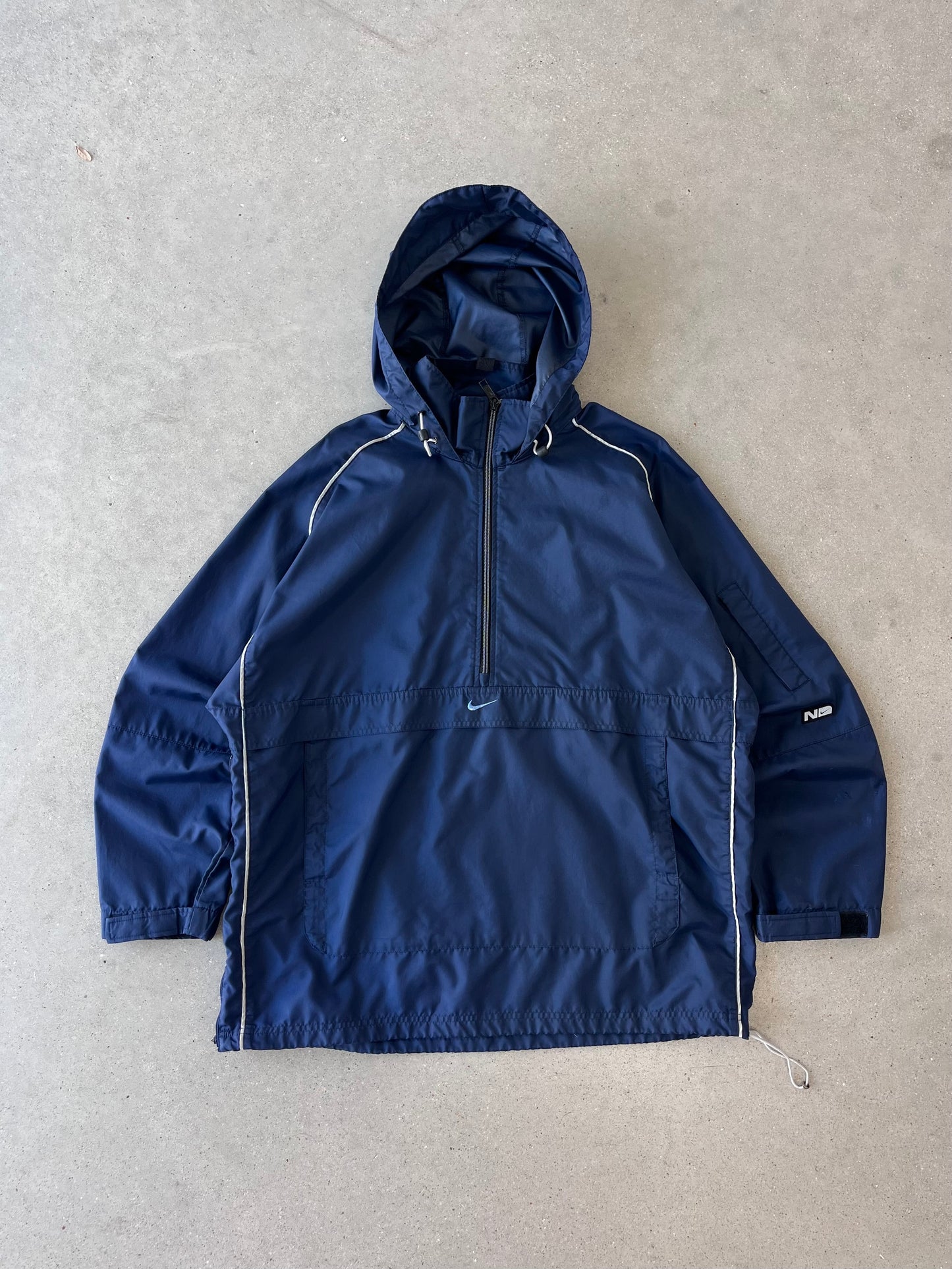 Vintage Nike Hooded Navy Windbreaker - M