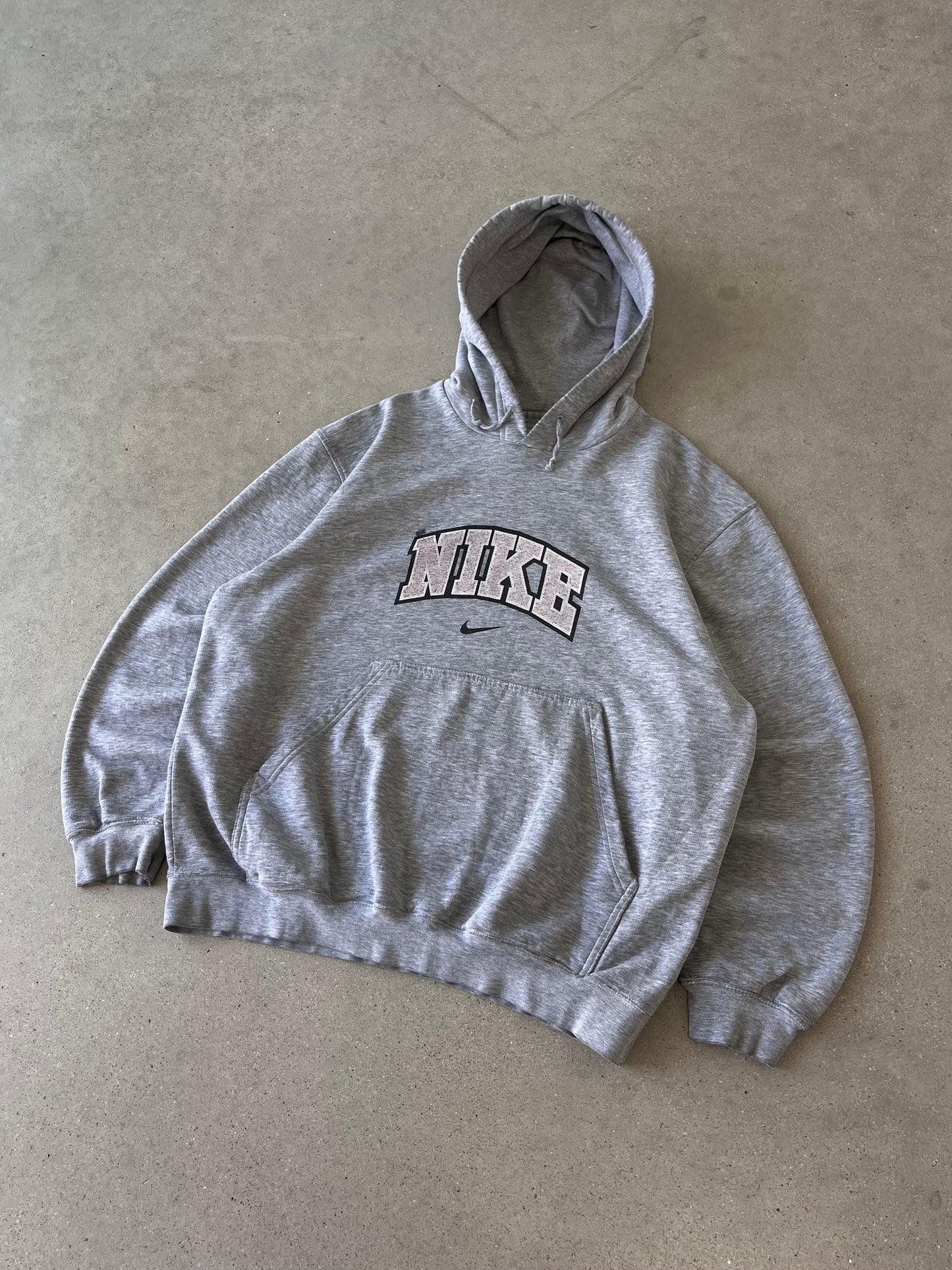 Vintage 2000s Nike Spell-out Heather Gray Hoodie - L