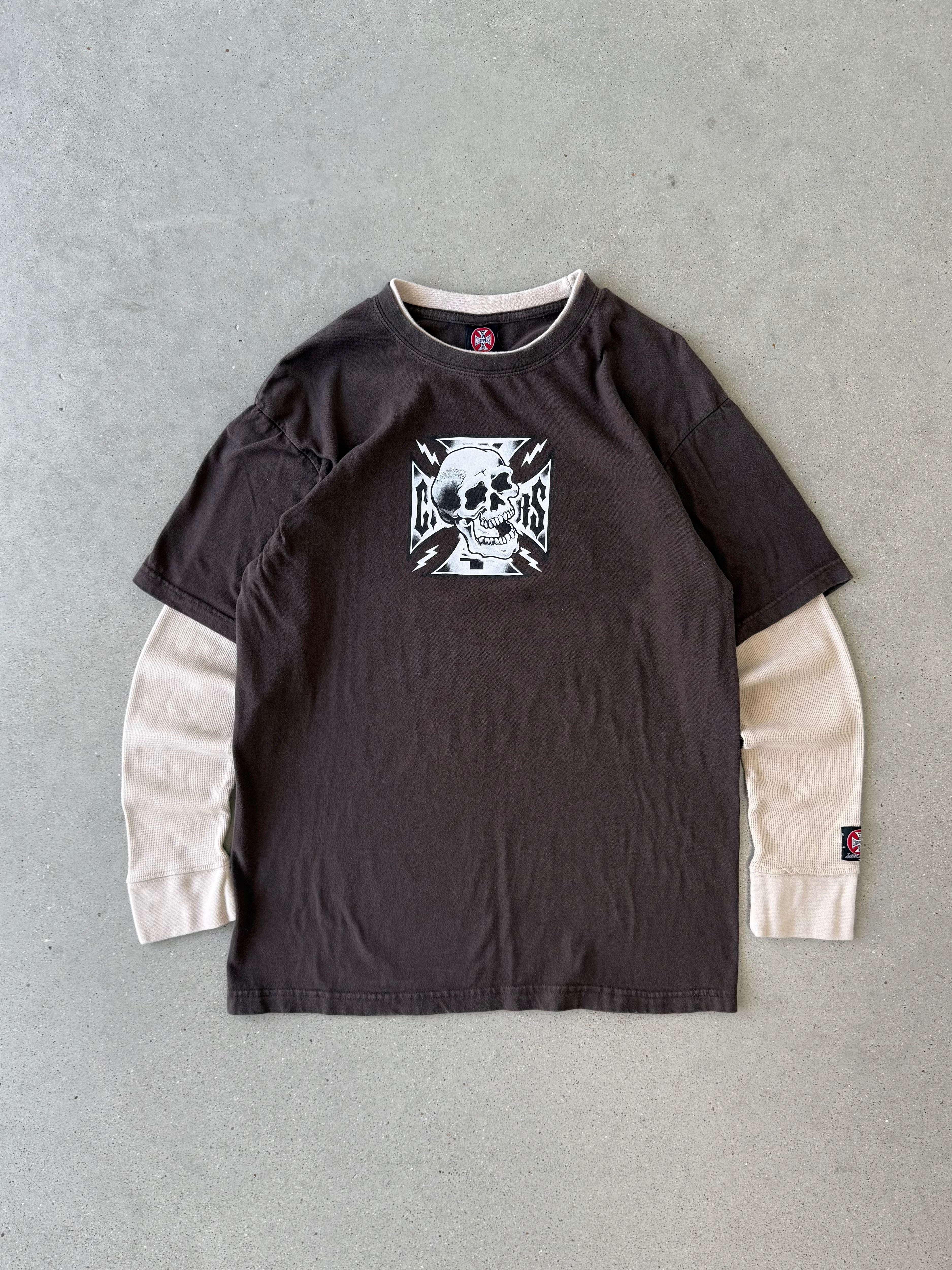Vintage West Coast Chopper Brown Layered Long Sleeve - L