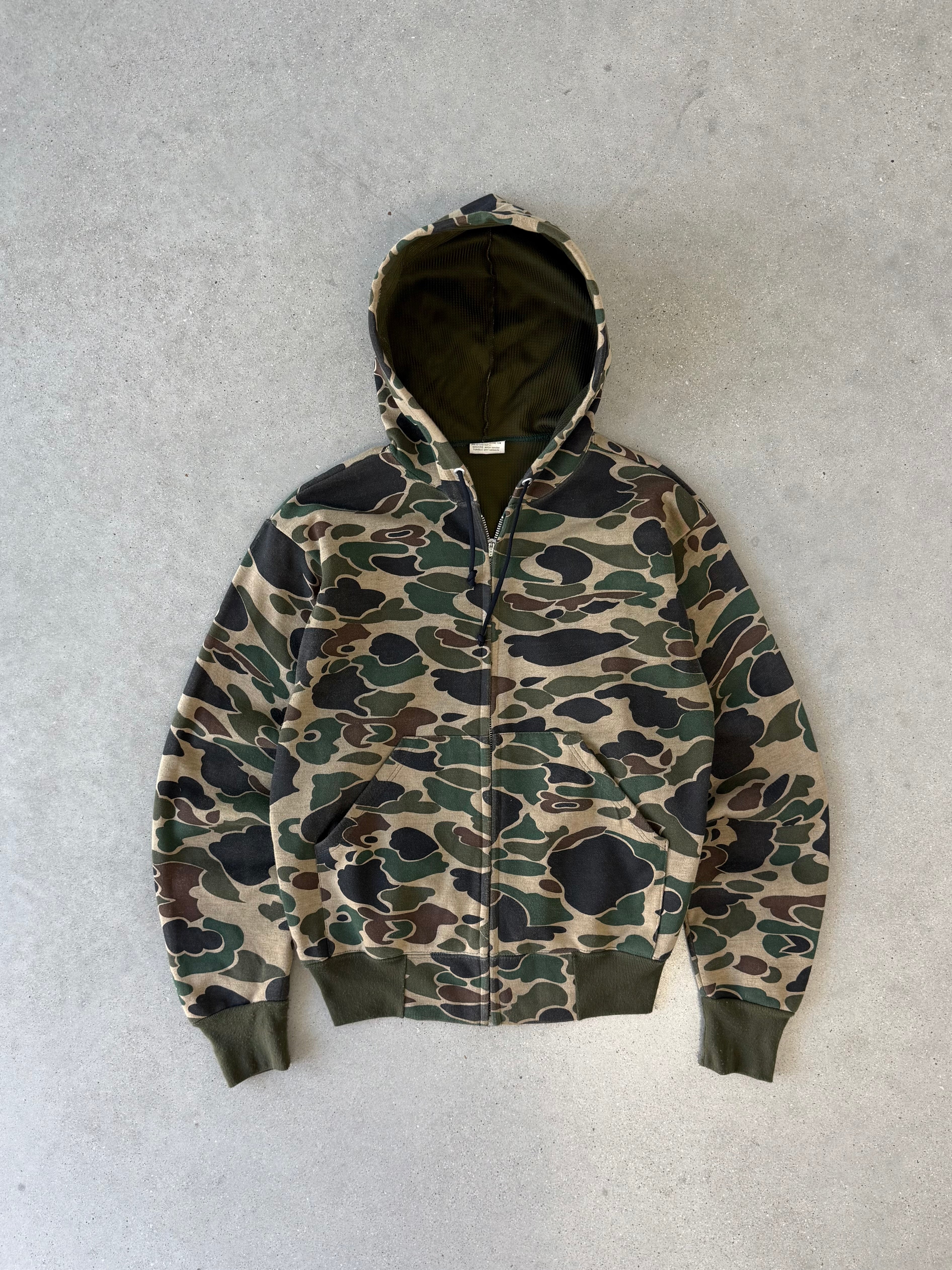 Vintage 1980s Camo Thermal-lined  Hoodie - M