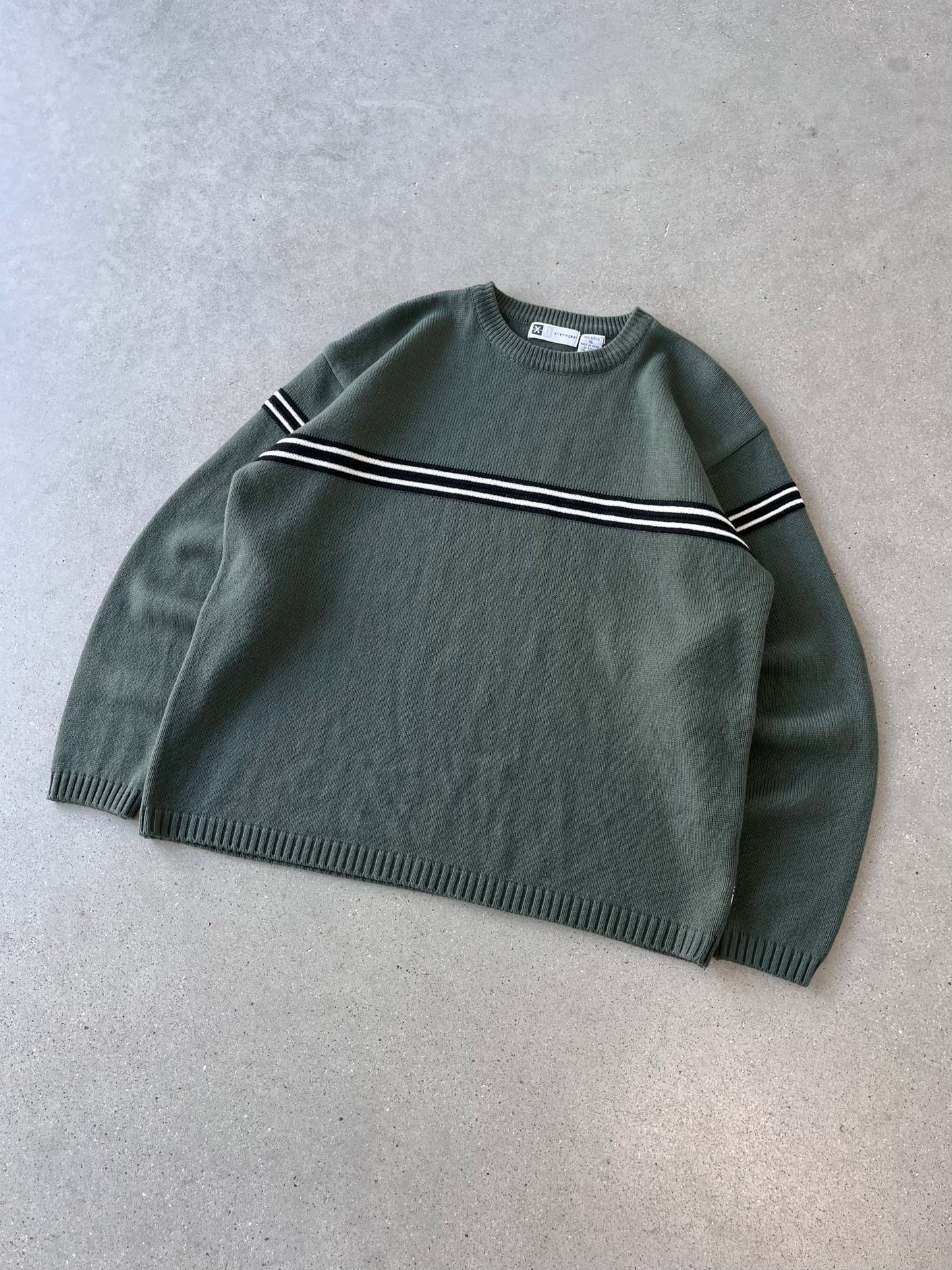 Vintage Xtreme Gear Green Striped Sweater - XL