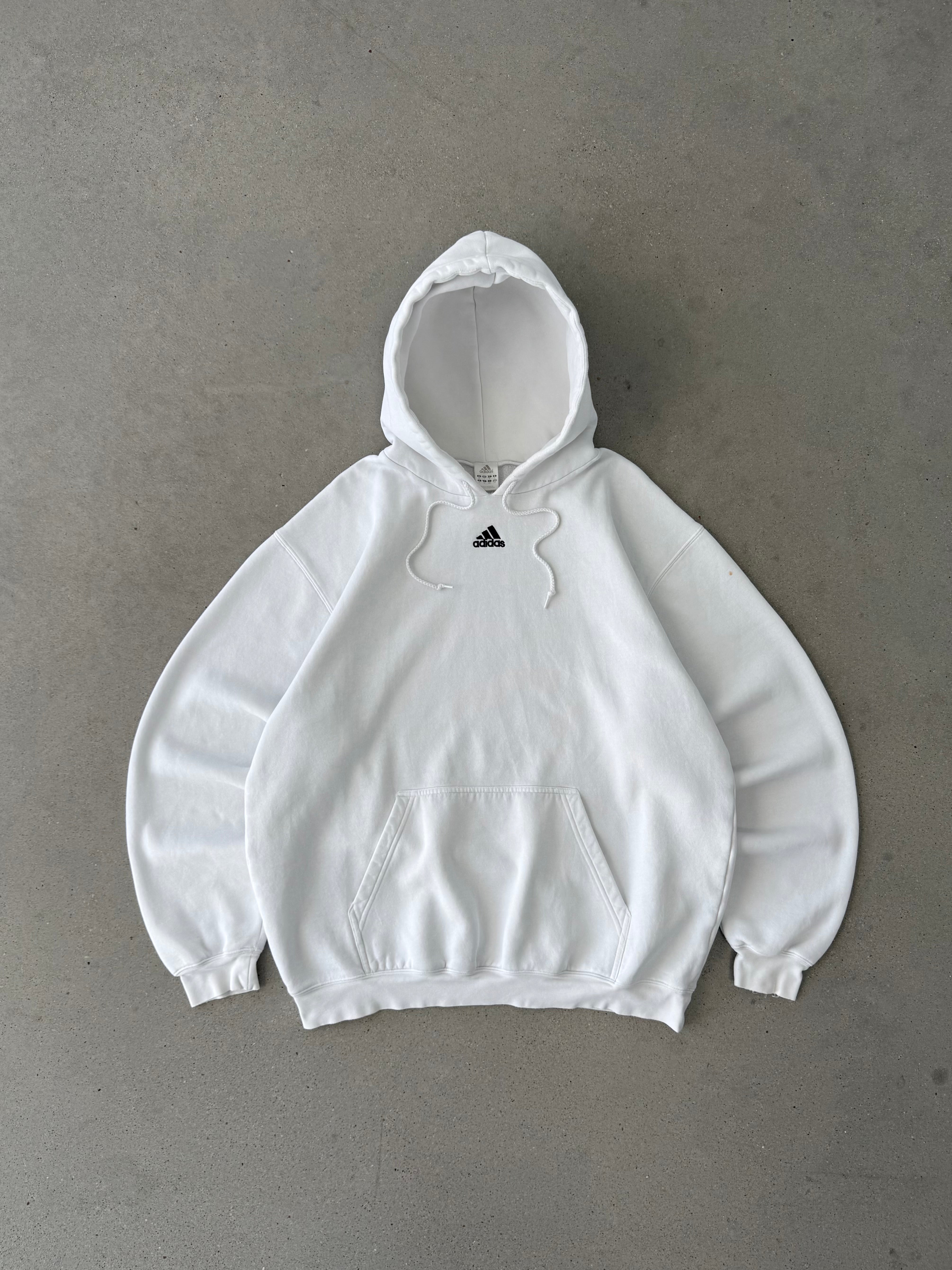 Vintage 2000s Adidas Center Logo White Hoodie - L