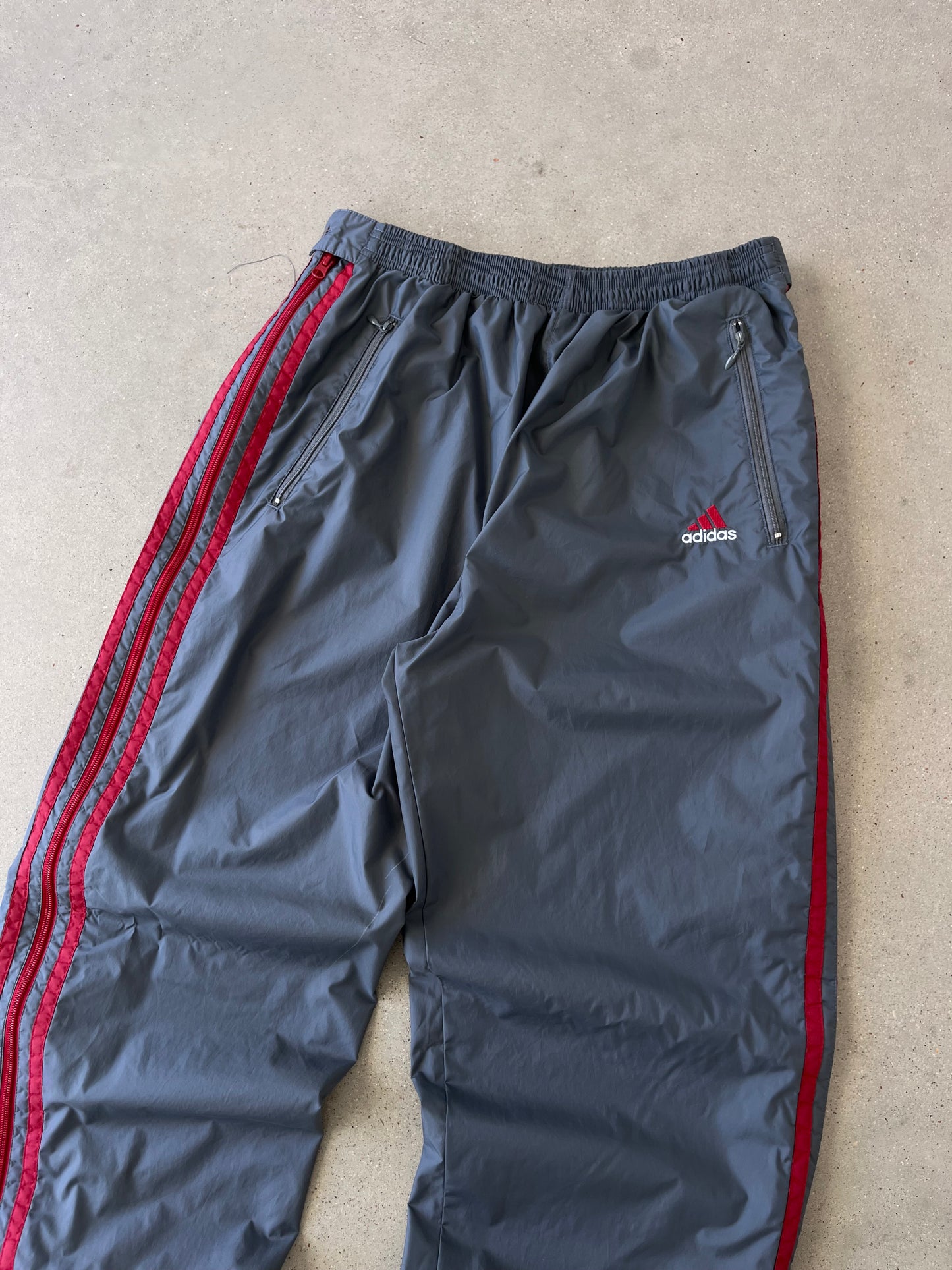 Vintage Adidas Grey/Red Track Pants - XL