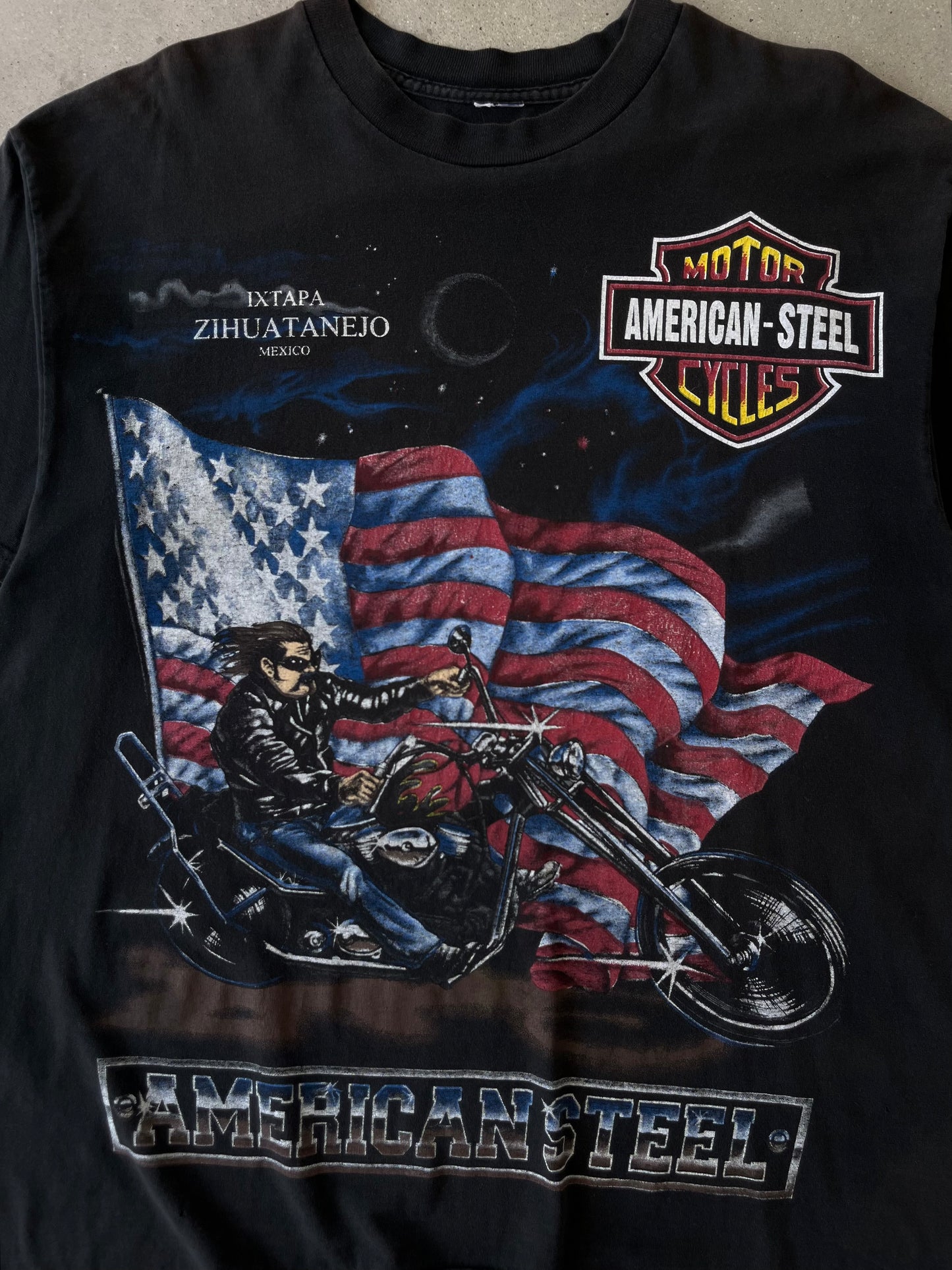 Vintage 90s AMERICAN STEEL Harley Davidson Tee - XL