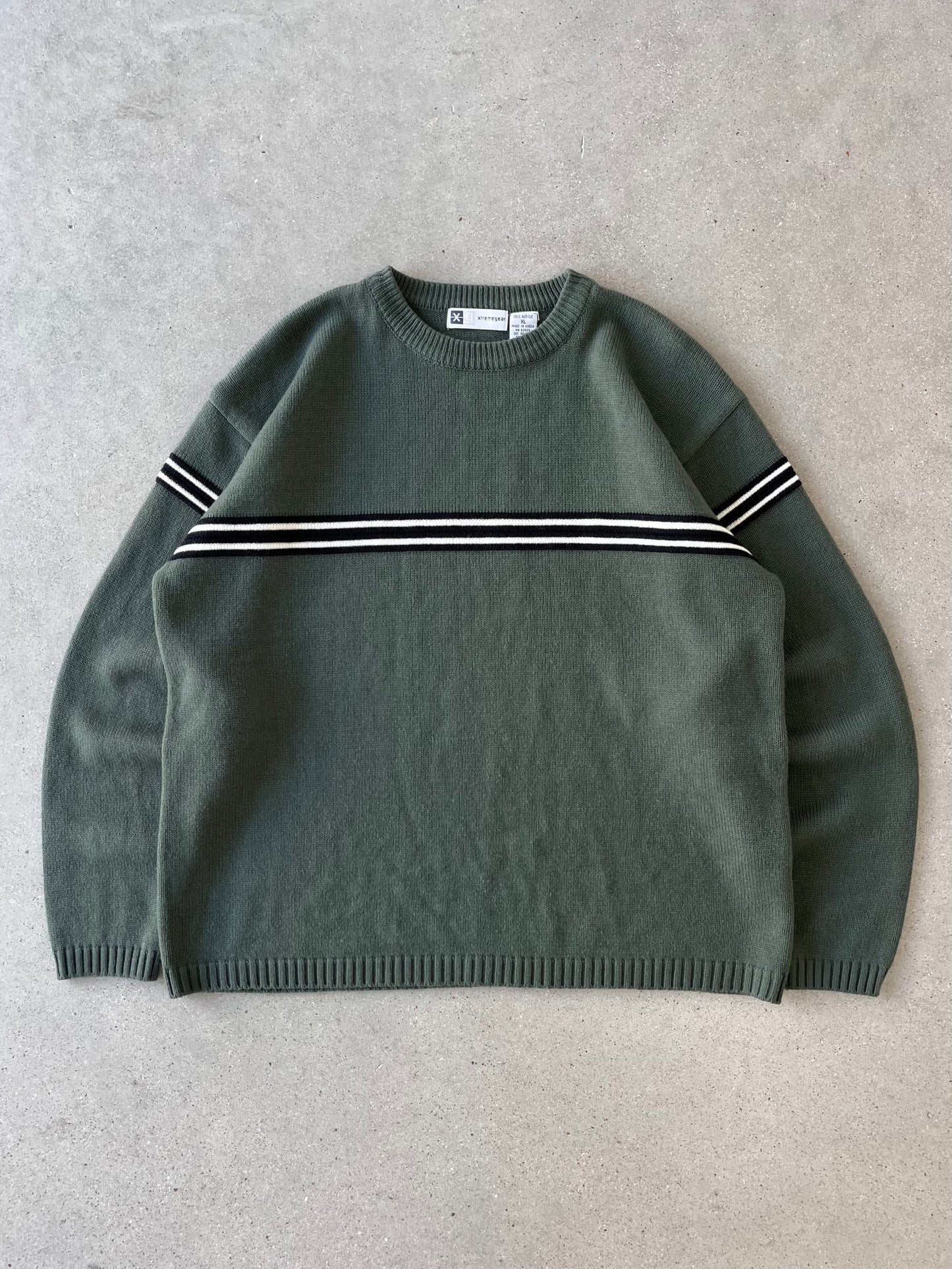 Vintage Xtreme Gear Green Striped Sweater - XL