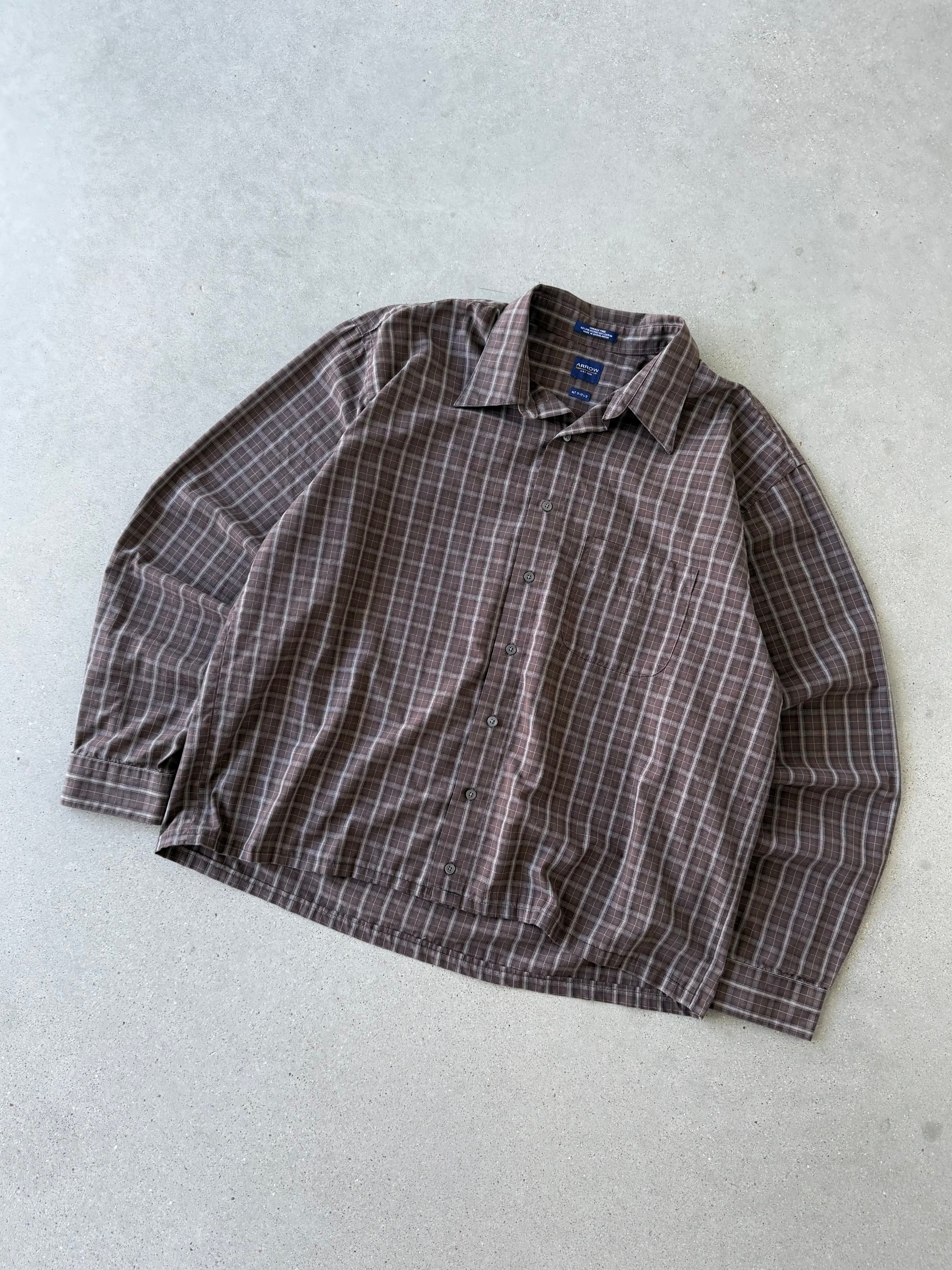 Vintage Arrow Brown Button-up Long Sleeve - XL