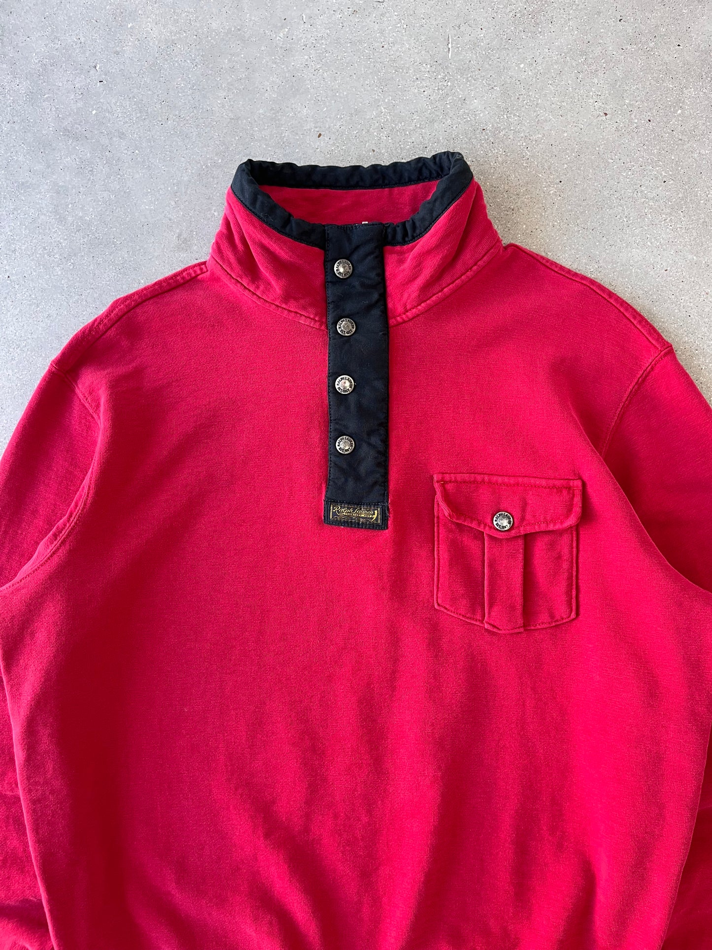 Vintage Polo Ralph Lauren Red Quarter Button - L