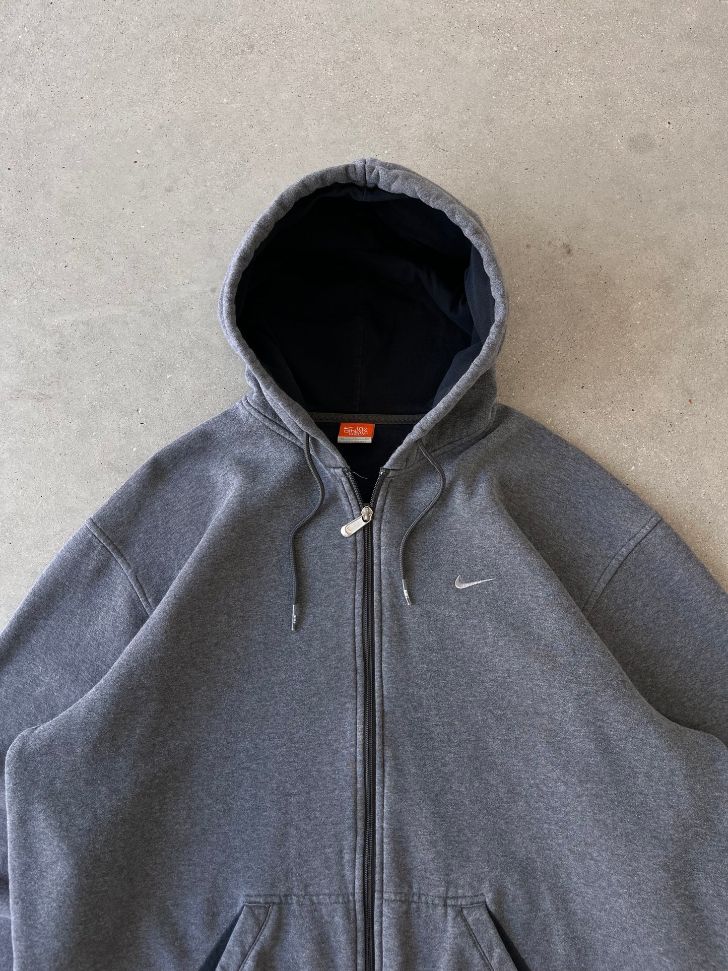 Vintage Nike Mini Swoosh Gray Zip-up Hoodie - XL