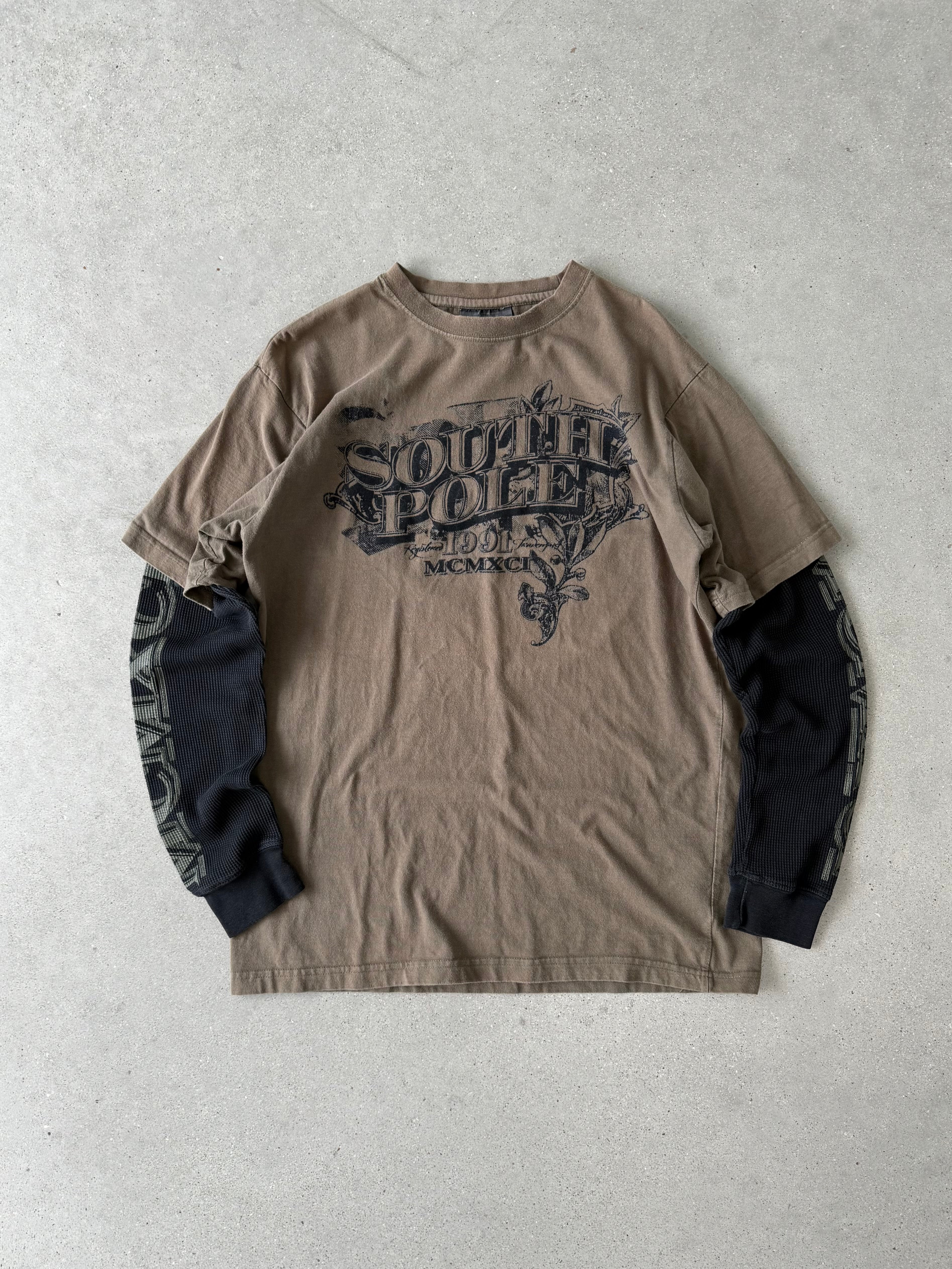 Vintage Southpole Olive Layered Long Sleeve - L
