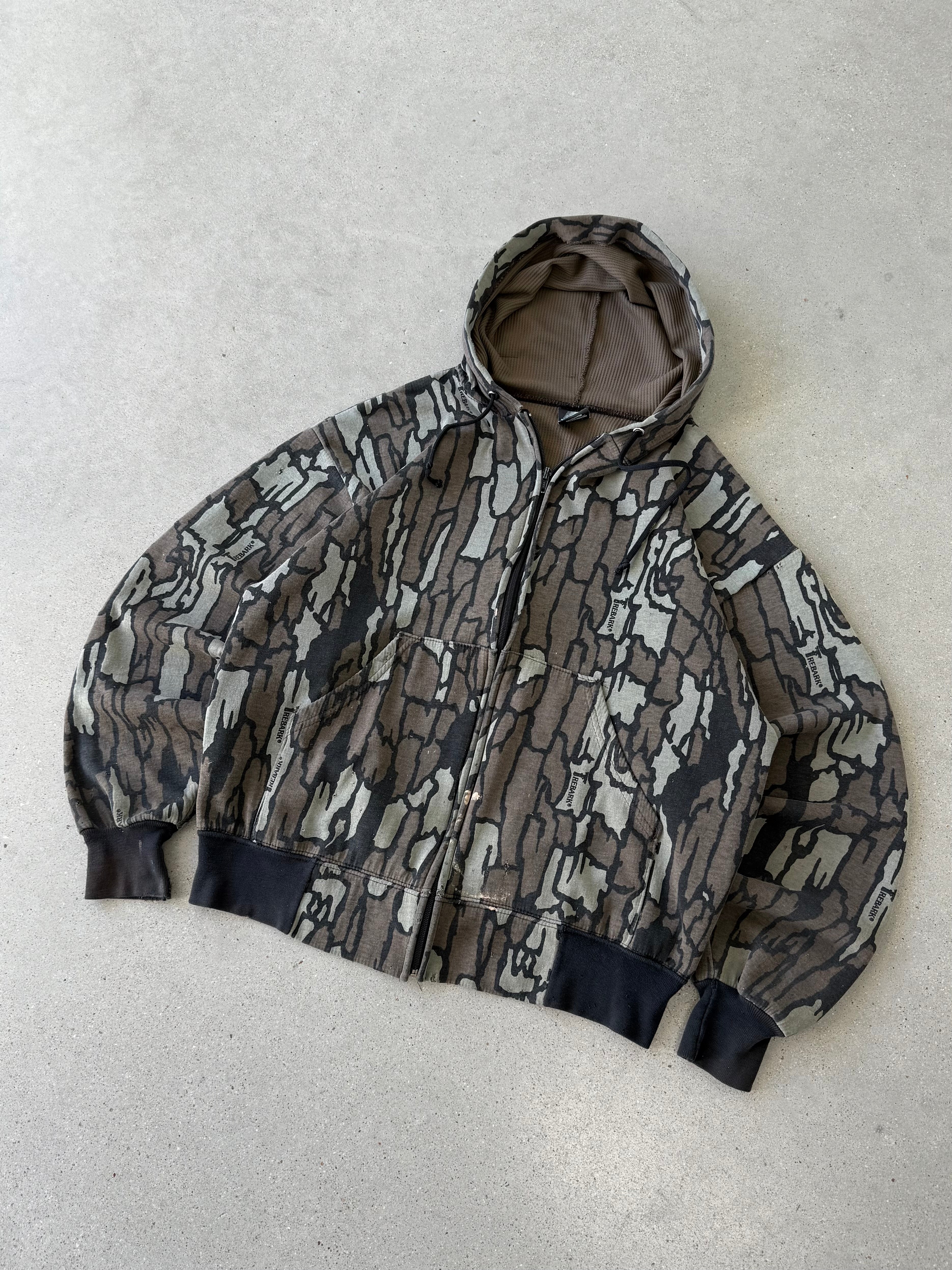Vintage 90s Rebark Camo Zip-up Hoodie - L