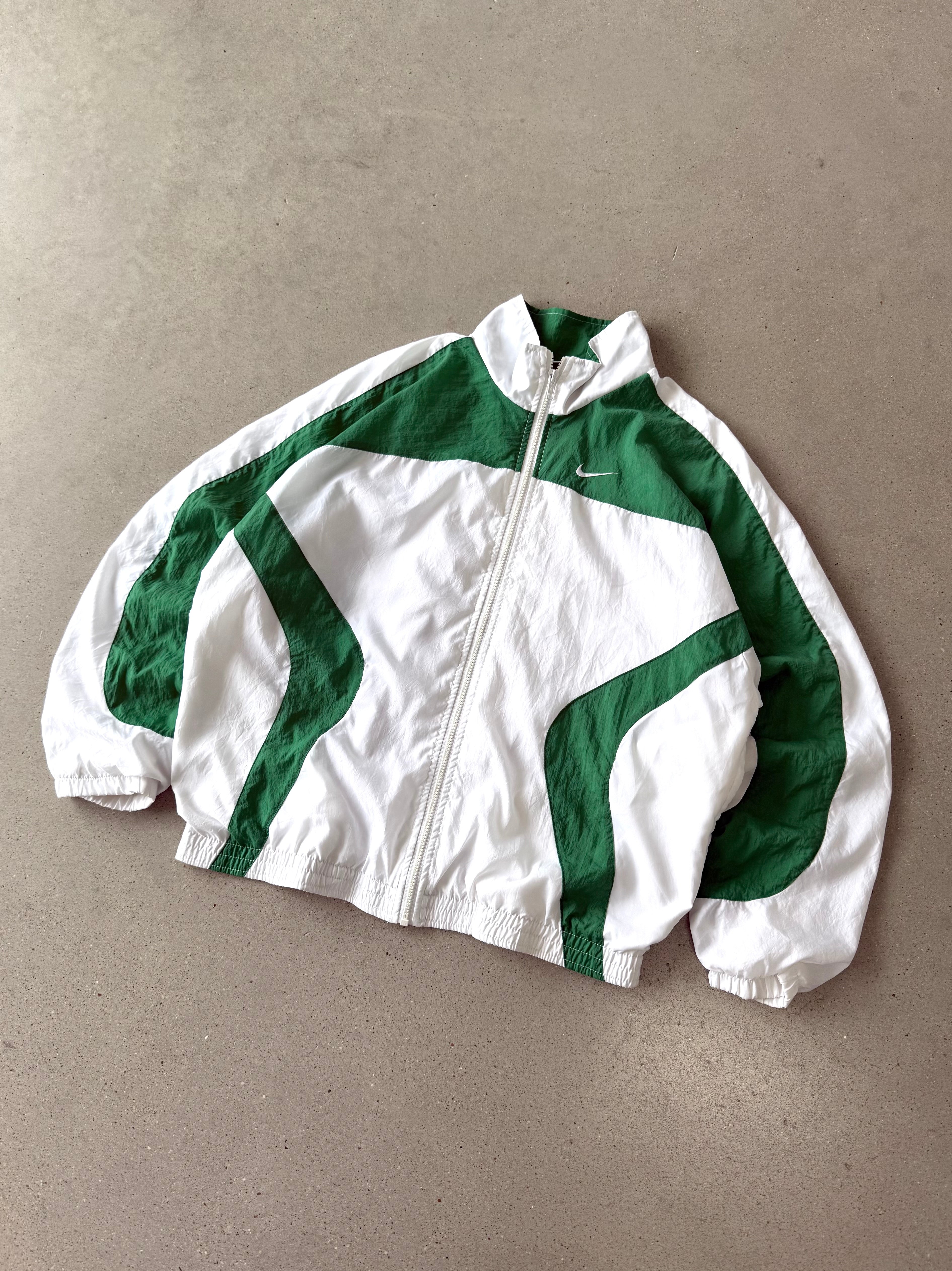 Vintage 90s Nike Green/White Track Jacket - M
