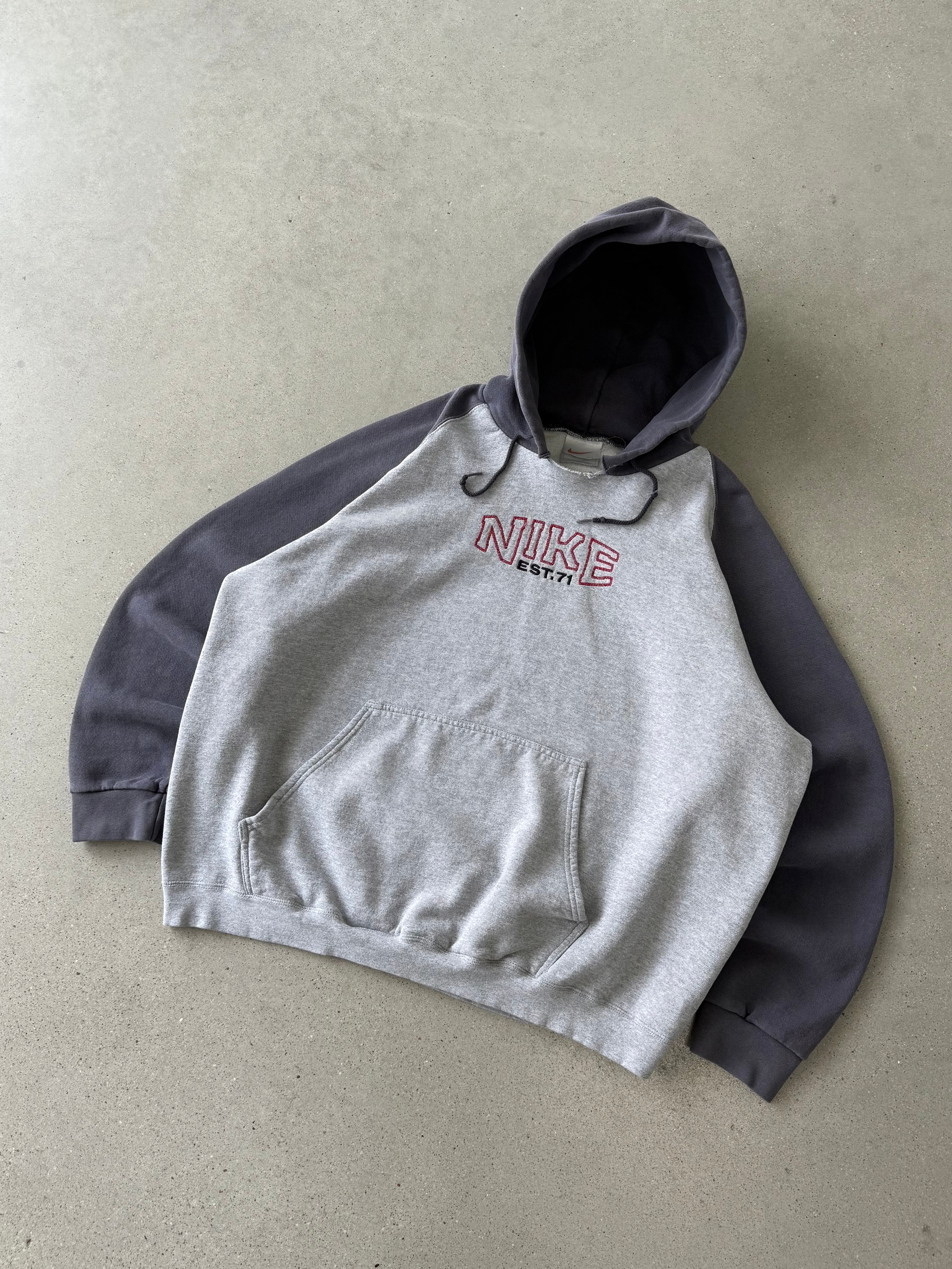 Vintage Nike Two-tone Spell-out Hoodie  - XXL